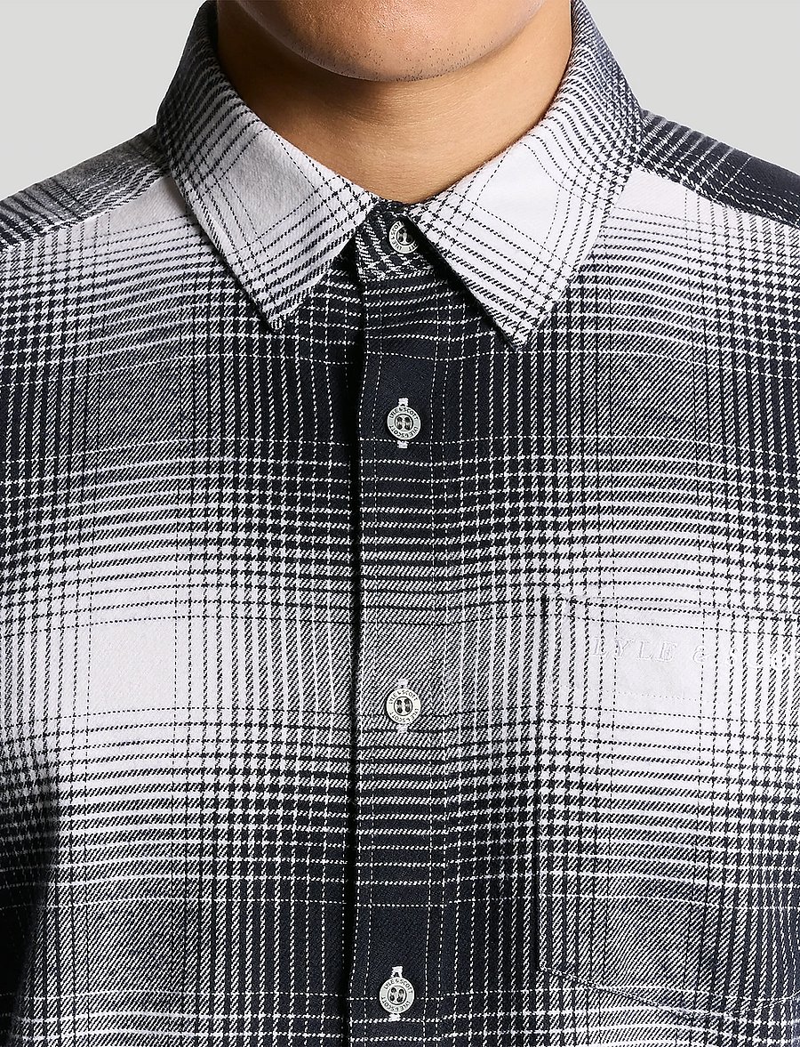 Lyle & Scott - Ombre Check Flannel Shirt - ruutupaidat - x964 night sky/ white - 5
