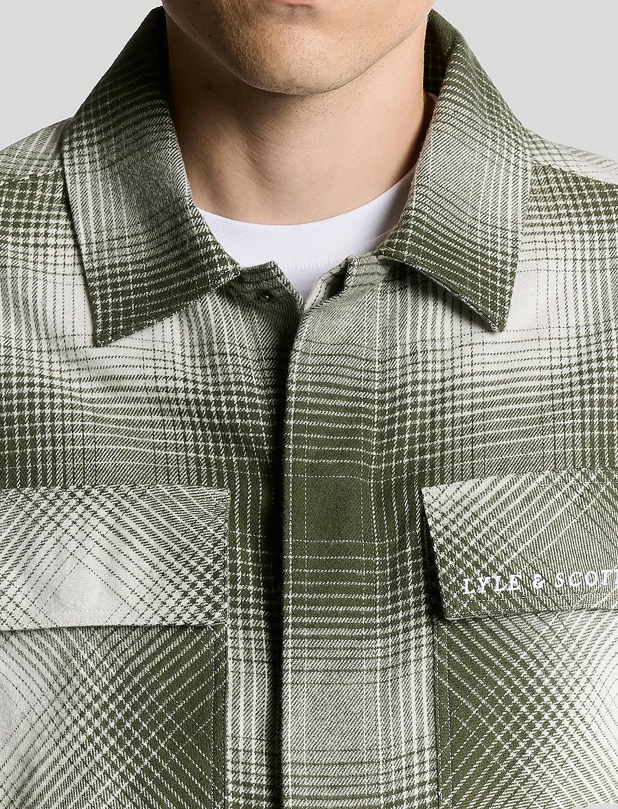 Lyle & Scott - Ombre Check Overshirt - overshirts - x968 deep depths/ dropcloth - 5