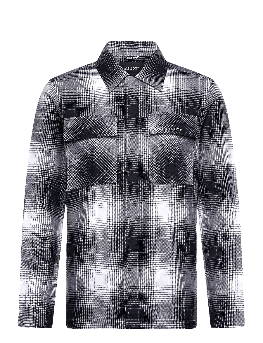 Lyle & Scott - Ombre Check Overshirt - marškininiai švarkai - x964 night sky/ white - 1