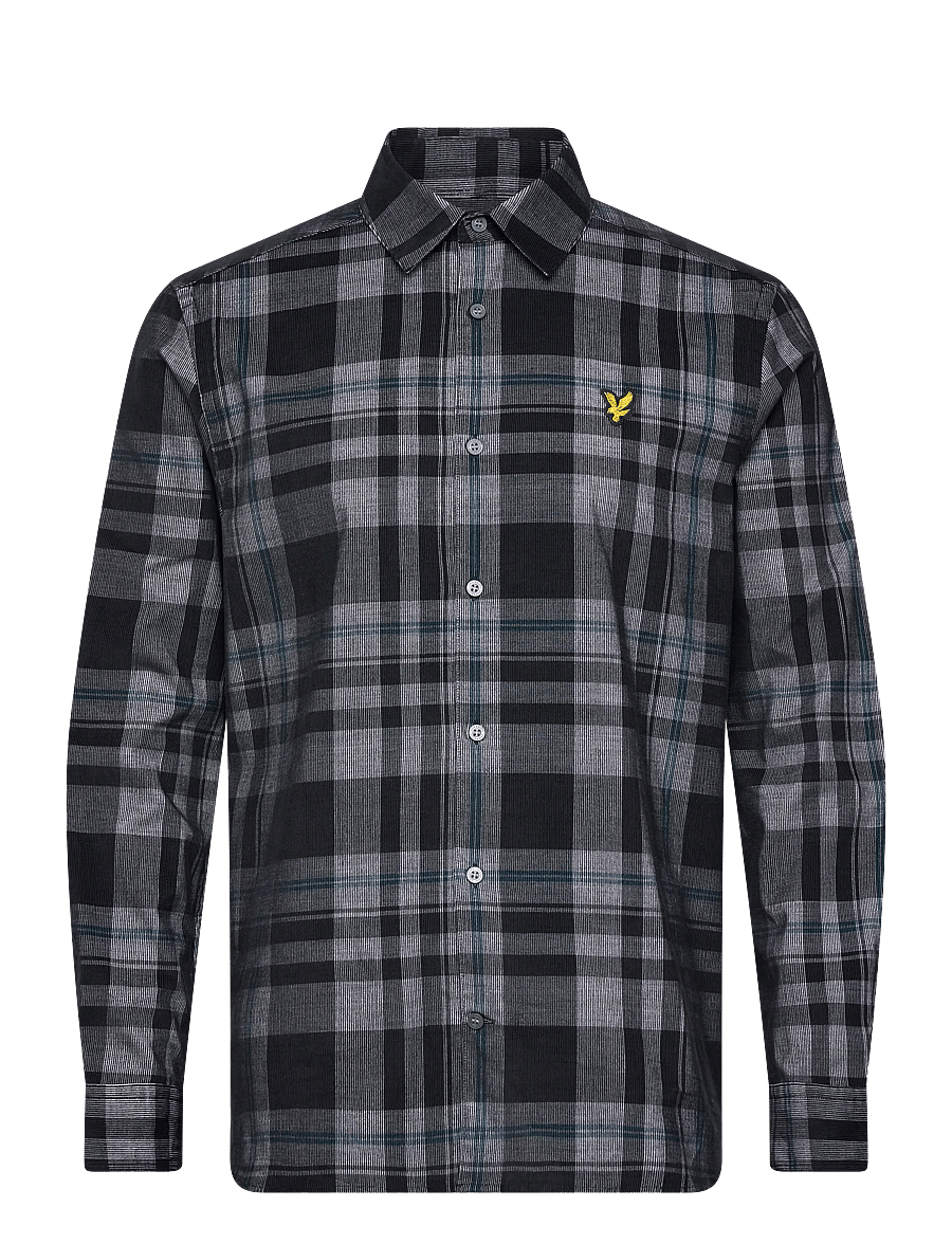 Lyle & Scott - Tartan Corduroy Shirt - kordfløyelsskjorter - w189 jet black/ white - 1