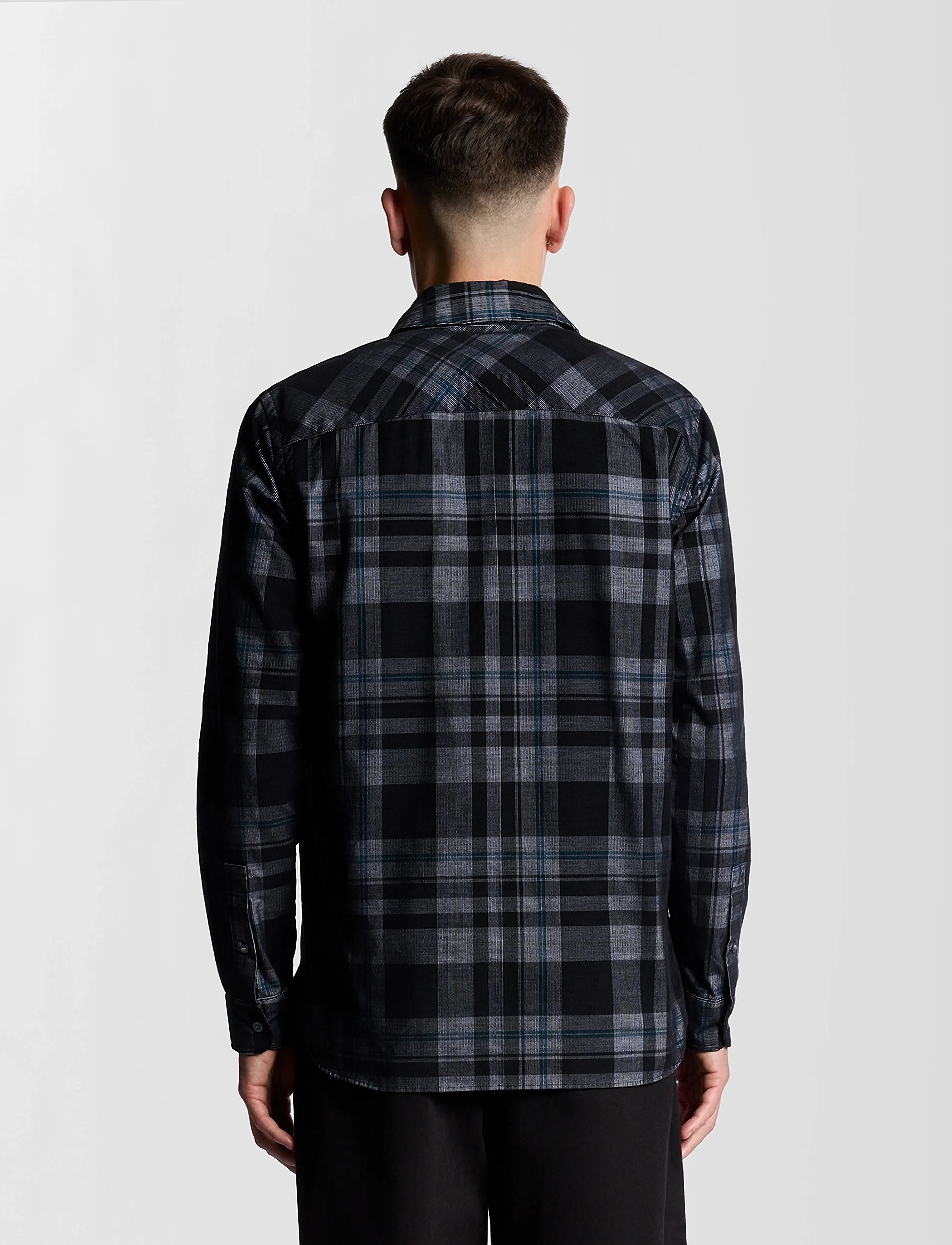Lyle & Scott - Tartan Corduroy Shirt - kordfløyelsskjorter - w189 jet black/ white - 3