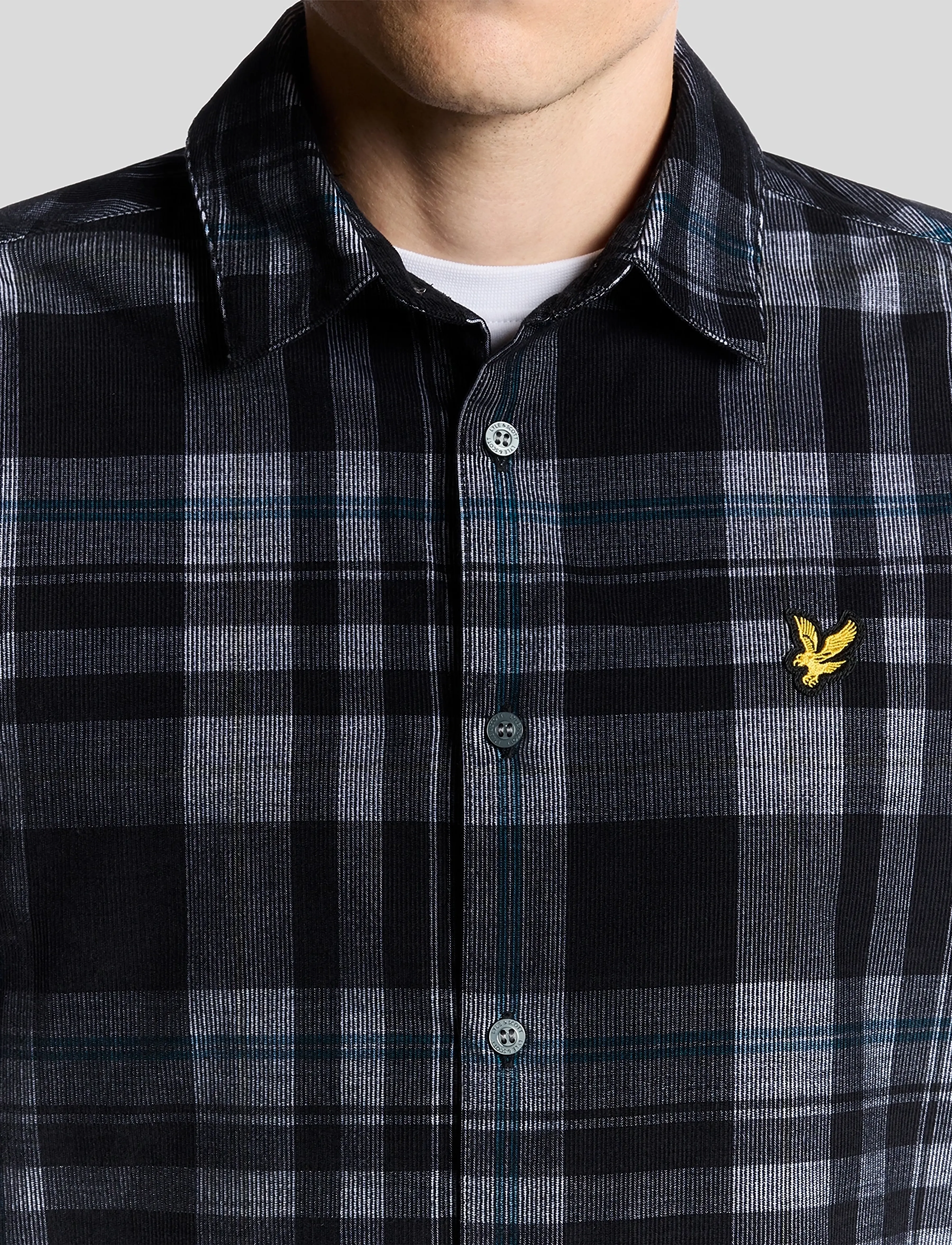 Lyle & Scott - Tartan Corduroy Shirt - kordfløyelsskjorter - w189 jet black/ white - 5