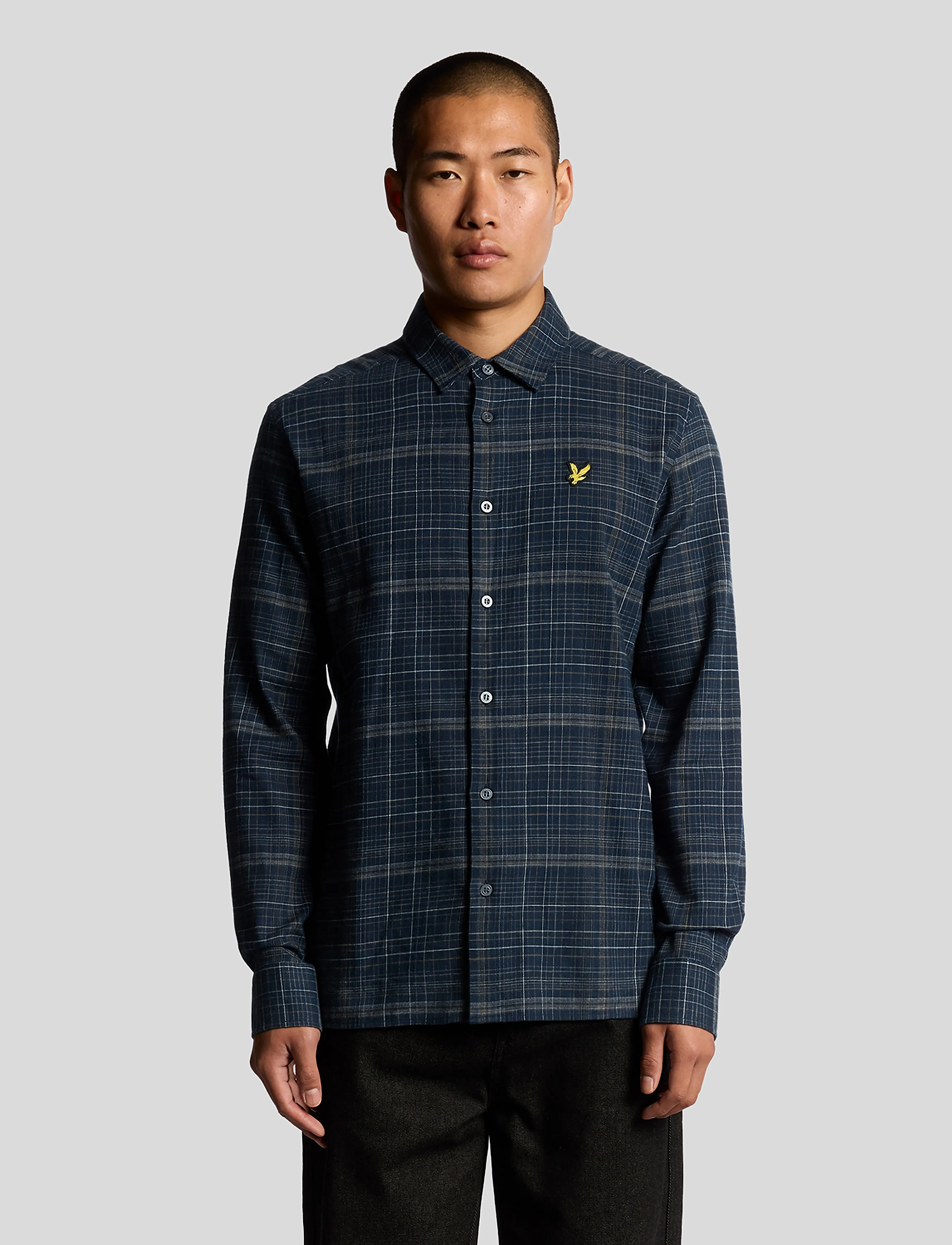 Lyle & Scott Checked Flannel Shirt, Mænd, Ternet Flanell Skjorte, Navy, Str: S