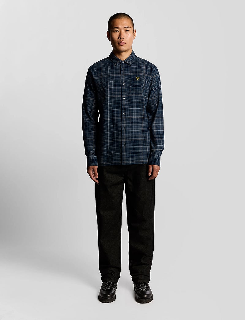 Lyle & Scott - Checked Flannel Shirt - flannel-skjorter - y060 dark navy/ tree green - 4
