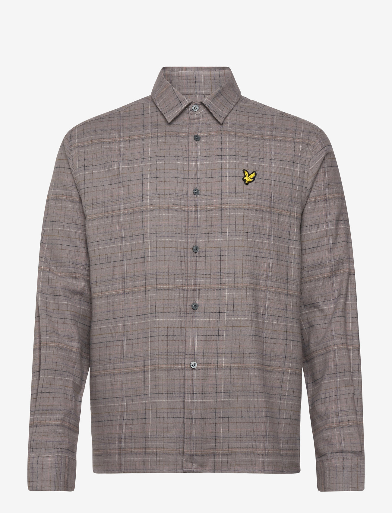 Lyle & Scott - Checked Flannel Shirt - flannel shirts - y062 gull grey/ bottle brown - 1