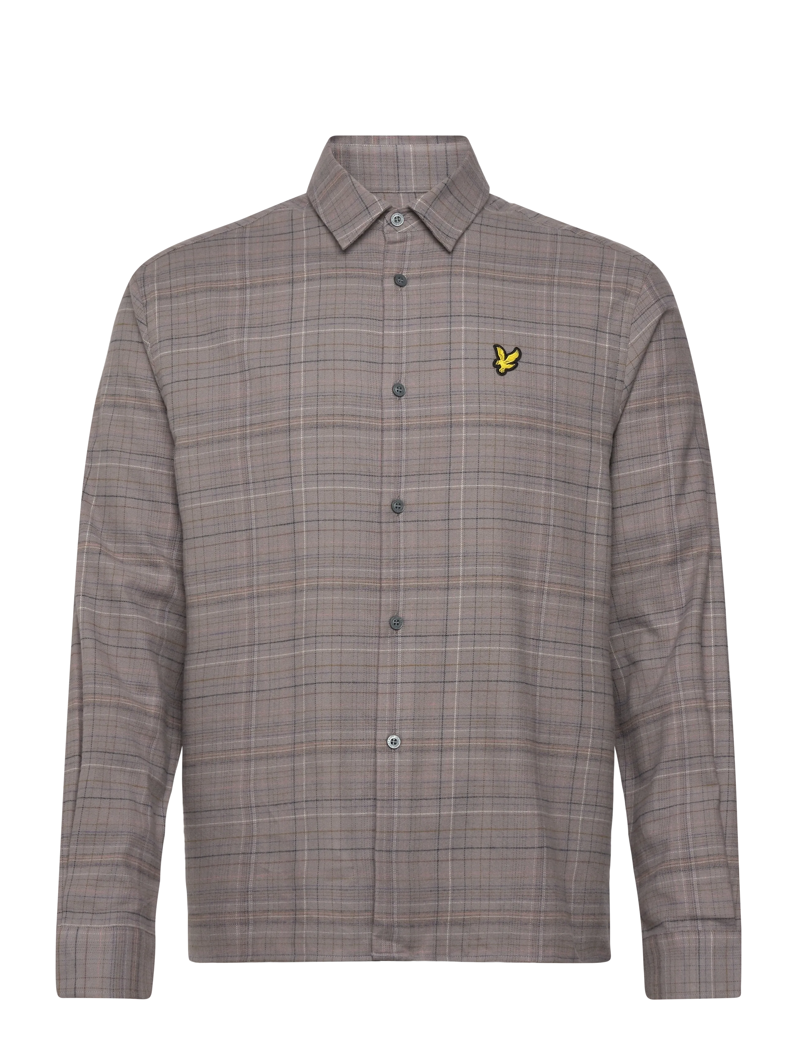 Checked Flannel Shirt - Y062 GULL GREY/ BOTTLE BROWN