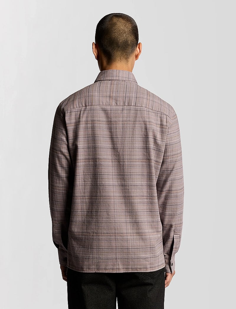 Lyle & Scott - Checked Flannel Shirt - flanellskjortor - y062 gull grey/ bottle brown - 3