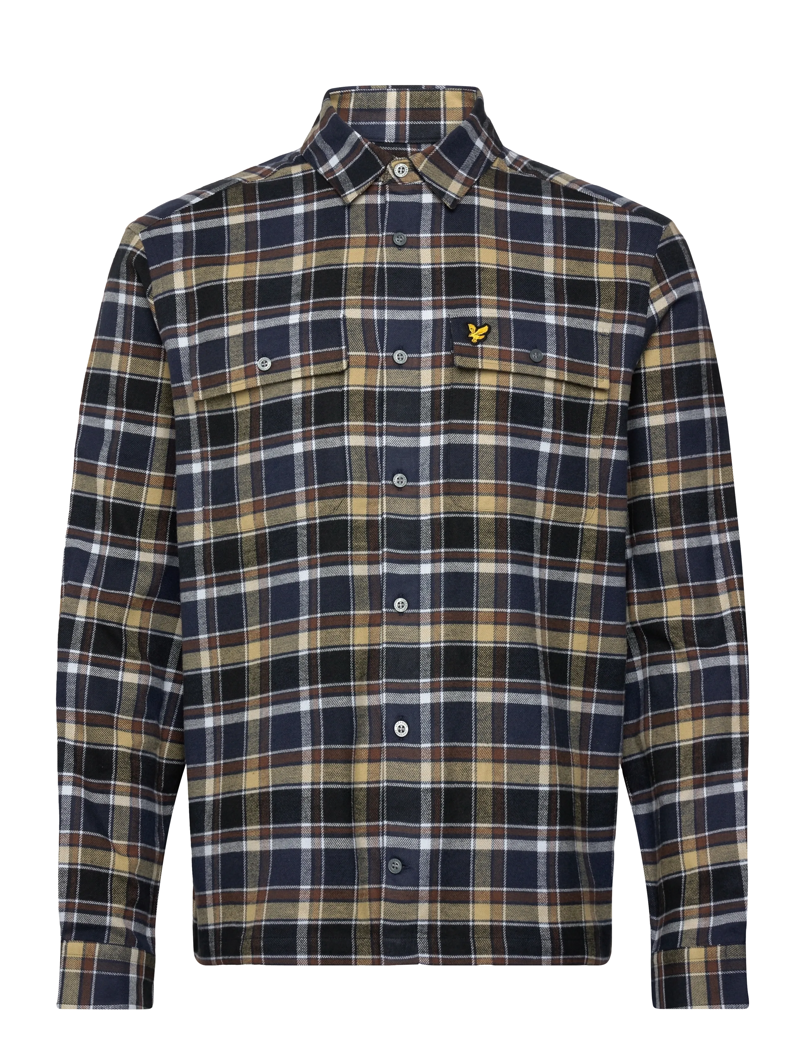 Brushed Cotton Check Shirt - Y064 BLUE NIGHT/ GREEN TAN