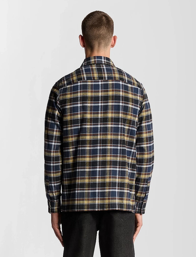 Lyle & Scott - Brushed Cotton Check Shirt - ternede skjorter - y064 blue night/ green tan - 3