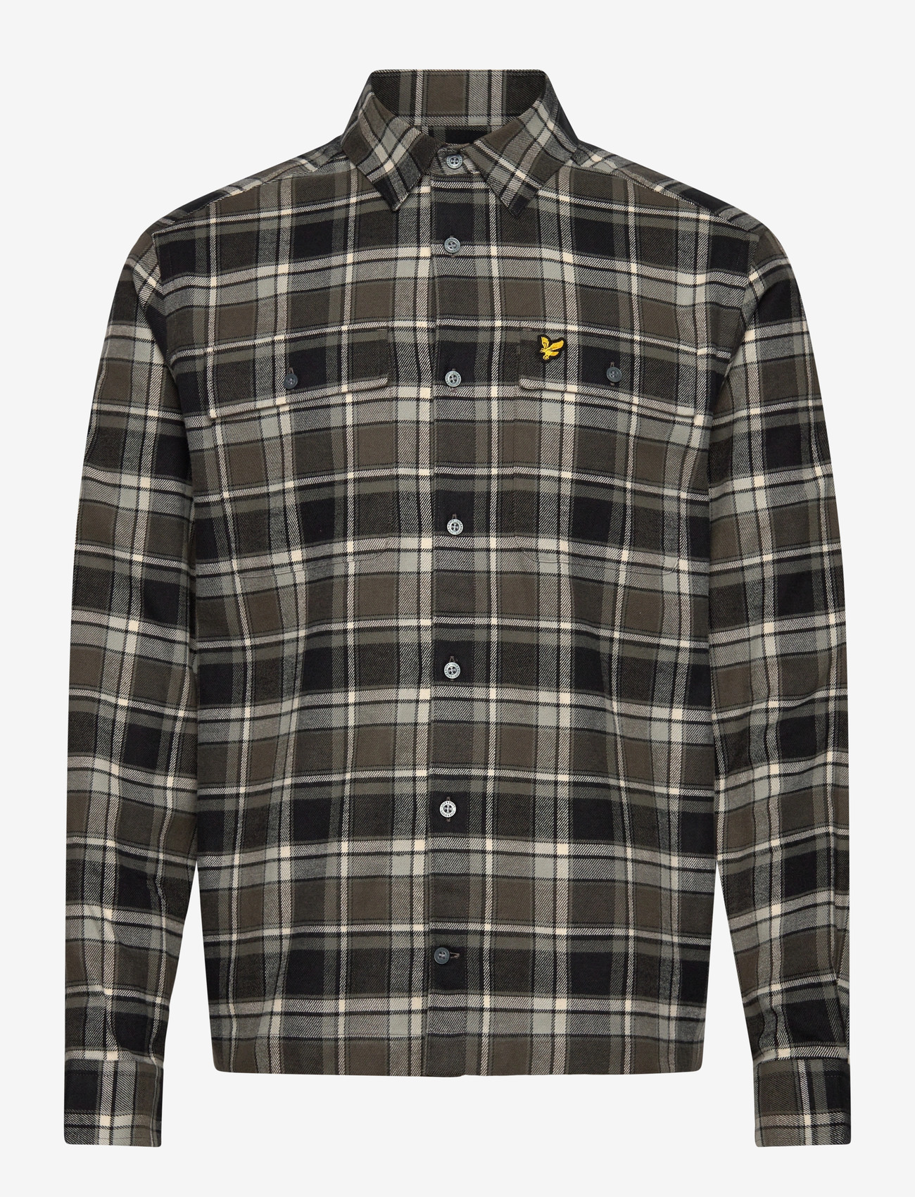 Lyle & Scott - Brushed Cotton Check Shirt - ternede skjorter - y063 jet black/ limestone - 1