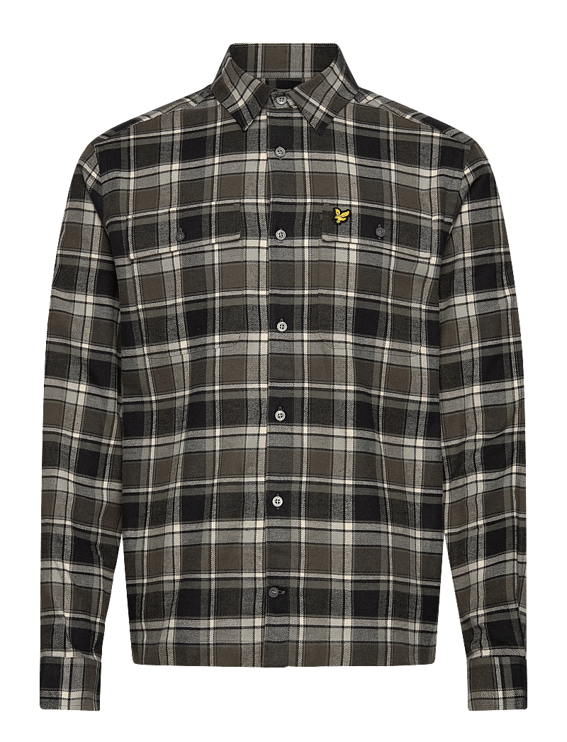 Lyle & Scott - Brushed Cotton Check Shirt - ternede skjorter - y063 jet black/ limestone - 1
