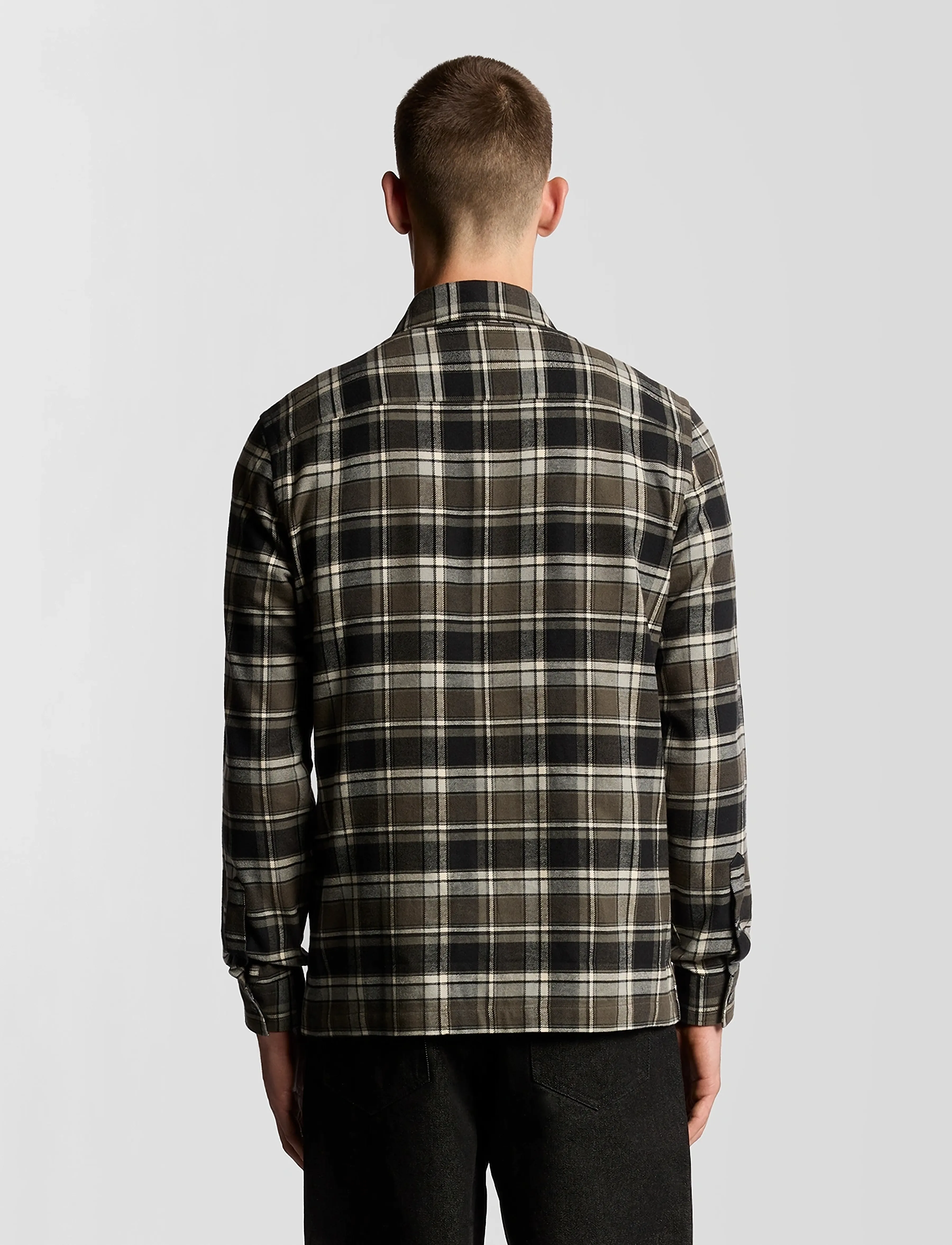 Lyle & Scott - Brushed Cotton Check Shirt - rūtaini krekli - y063 jet black/ limestone - 3