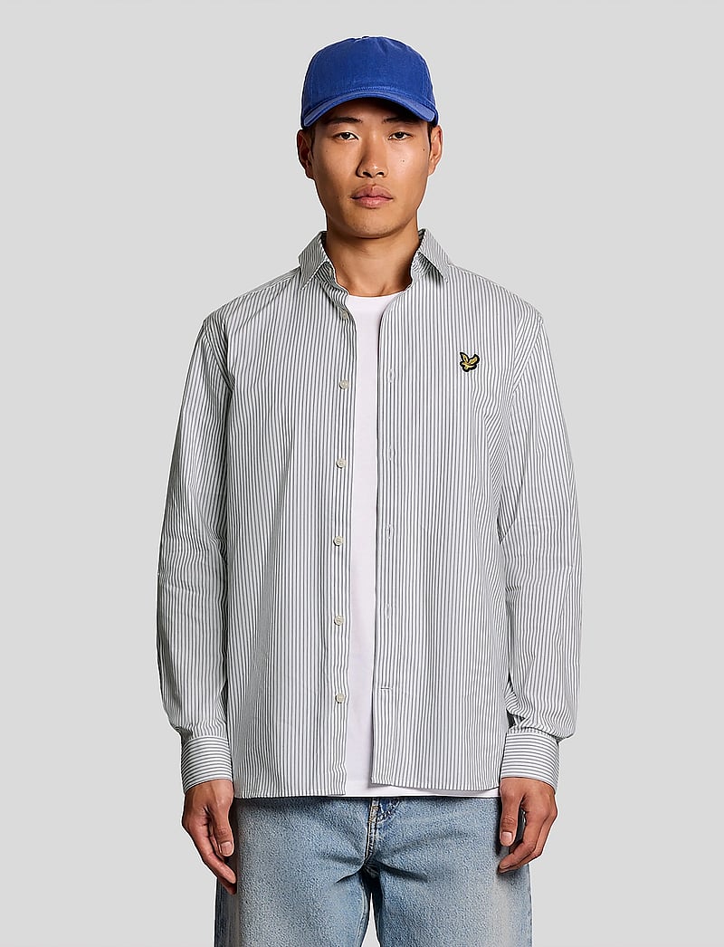 Lyle & Scott - Twin Stripe Shirt - stribede skjorter - x187 white/ dark navy - 0