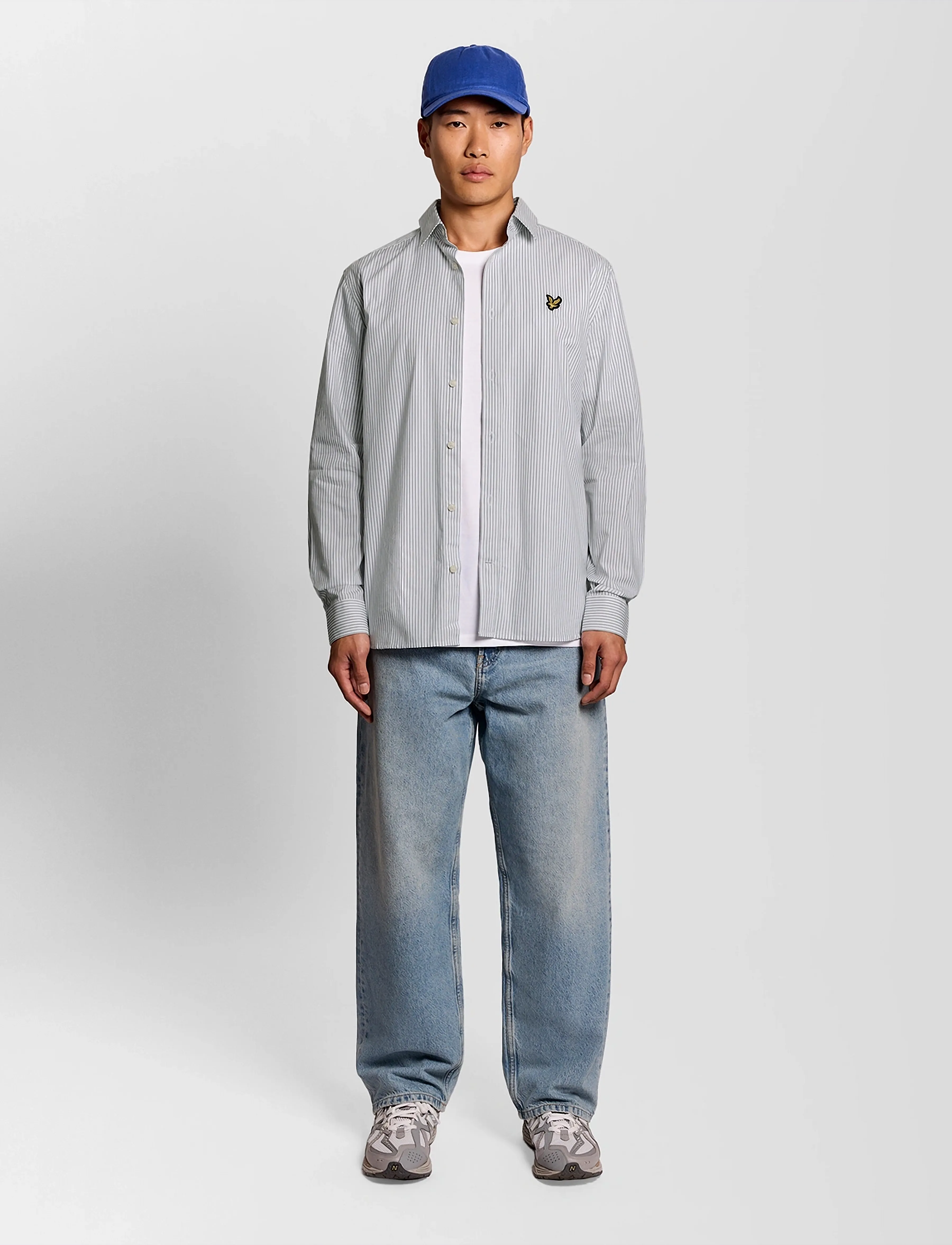Lyle & Scott - Twin Stripe Shirt - casual skjorter - x187 white/ dark navy - 4