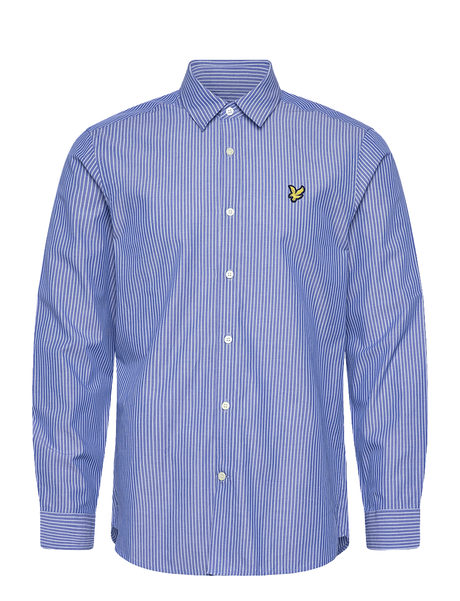 Lyle & Scott - Twin Stripe Shirt - randiga skjortor - y154 lucid blue/ white - 1