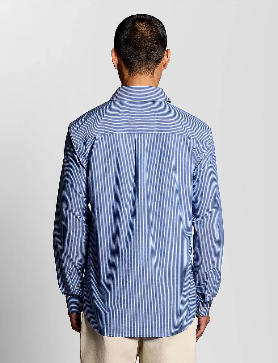 Lyle & Scott - Twin Stripe Shirt - randiga skjortor - y154 lucid blue/ white - 3