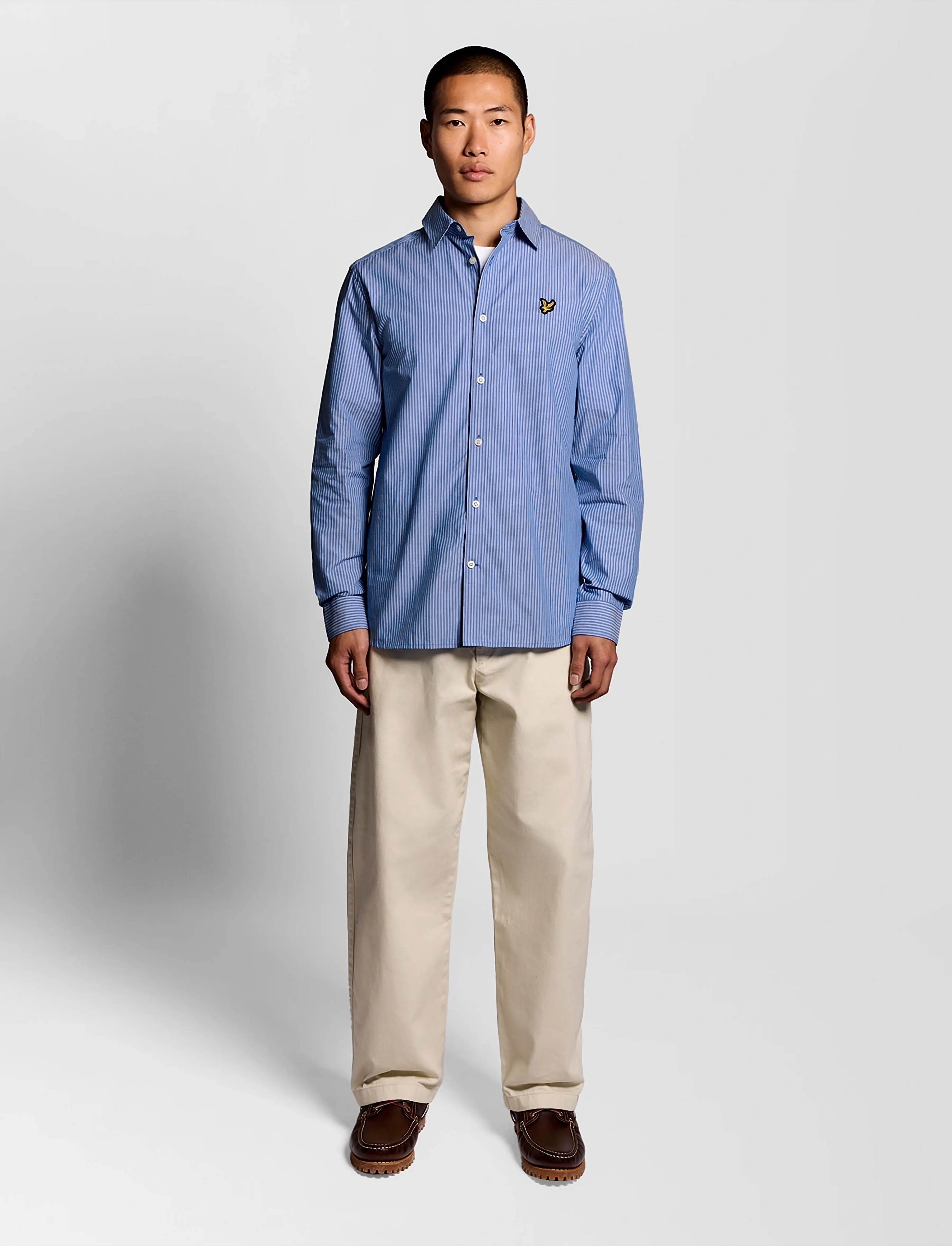 Lyle & Scott - Twin Stripe Shirt - striped shirts - y154 lucid blue/ white - 5