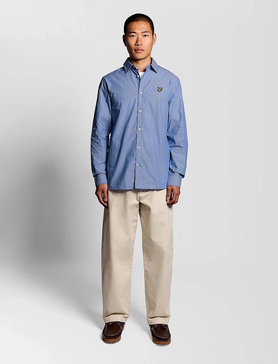 Lyle & Scott - Twin Stripe Shirt - randiga skjortor - y154 lucid blue/ white - 5
