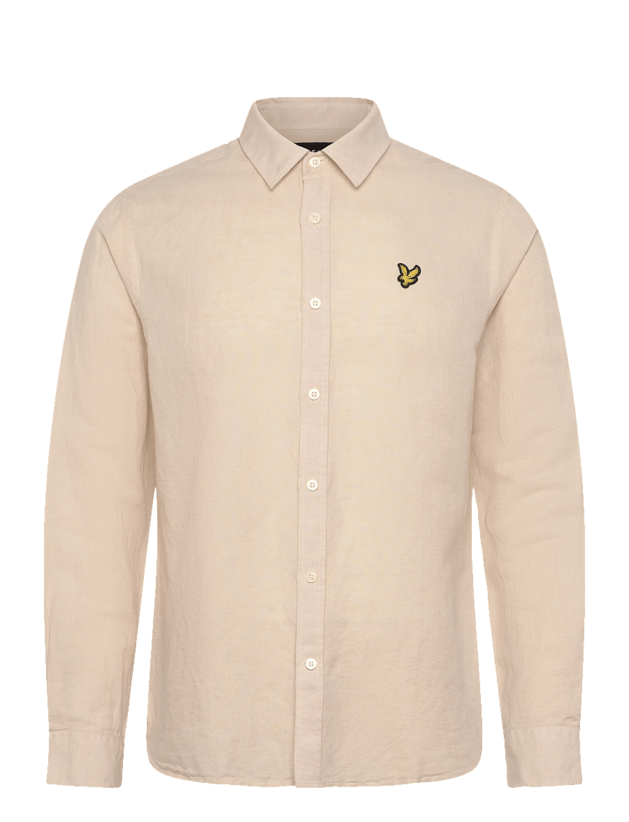 Lyle & Scott - Long Sleeve Linen Blend Shirt - linneskjortor - cove - 1