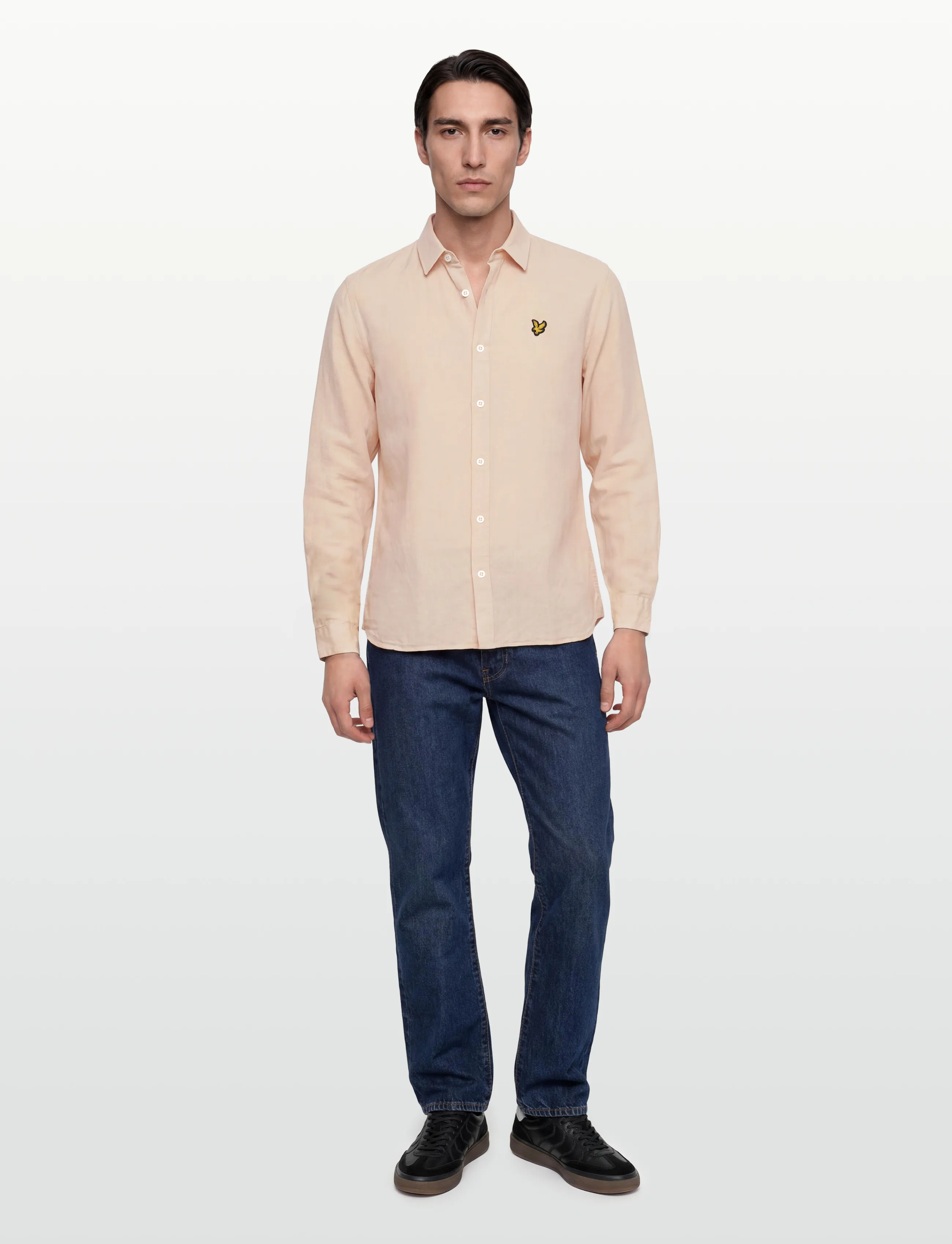 Lyle & Scott Long Sleeve Linen Blend Shirt, M, Shirts, Beige - Männerswear