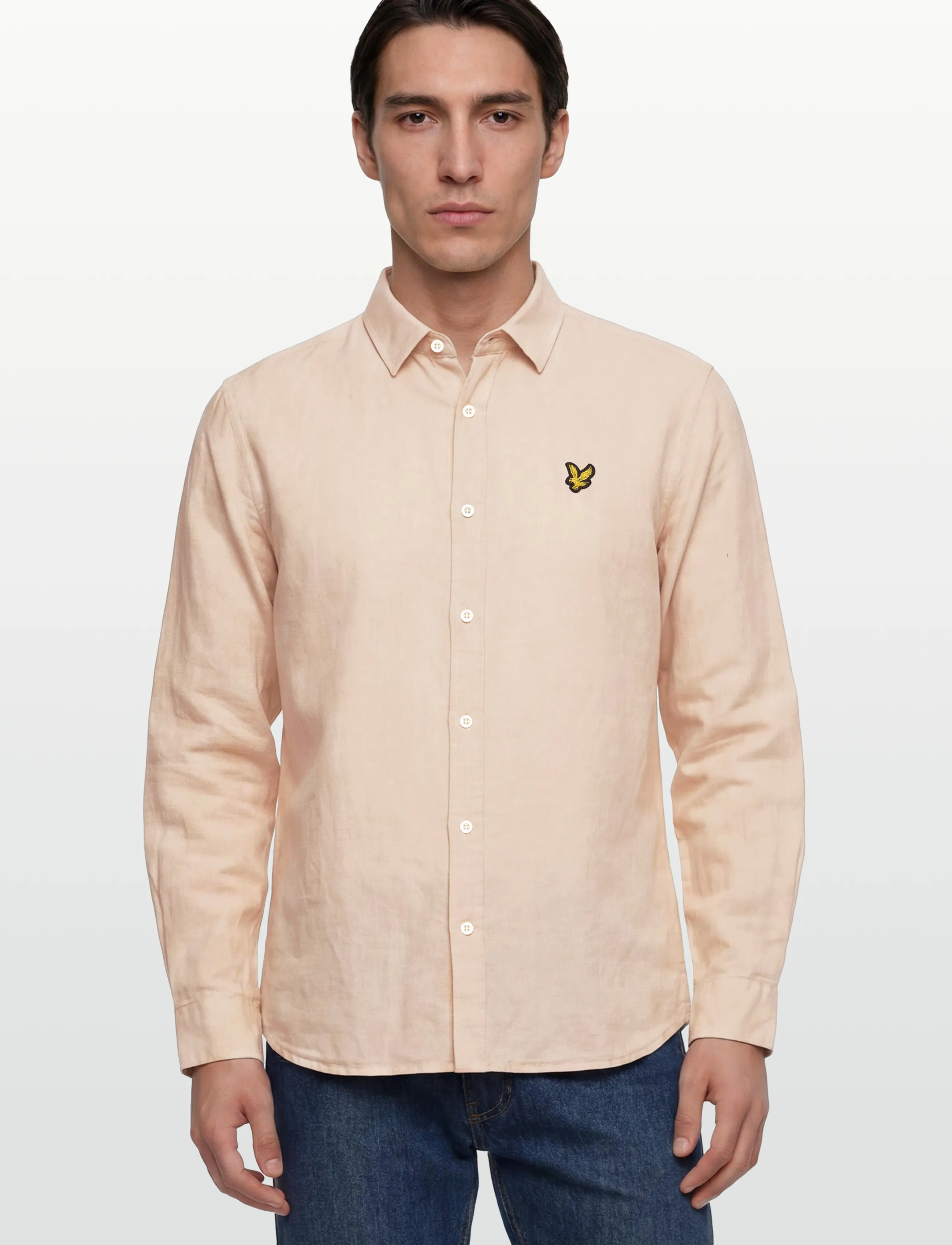 Lyle & Scott - Long Sleeve Linen Blend Shirt - linneskjortor - cove - 3