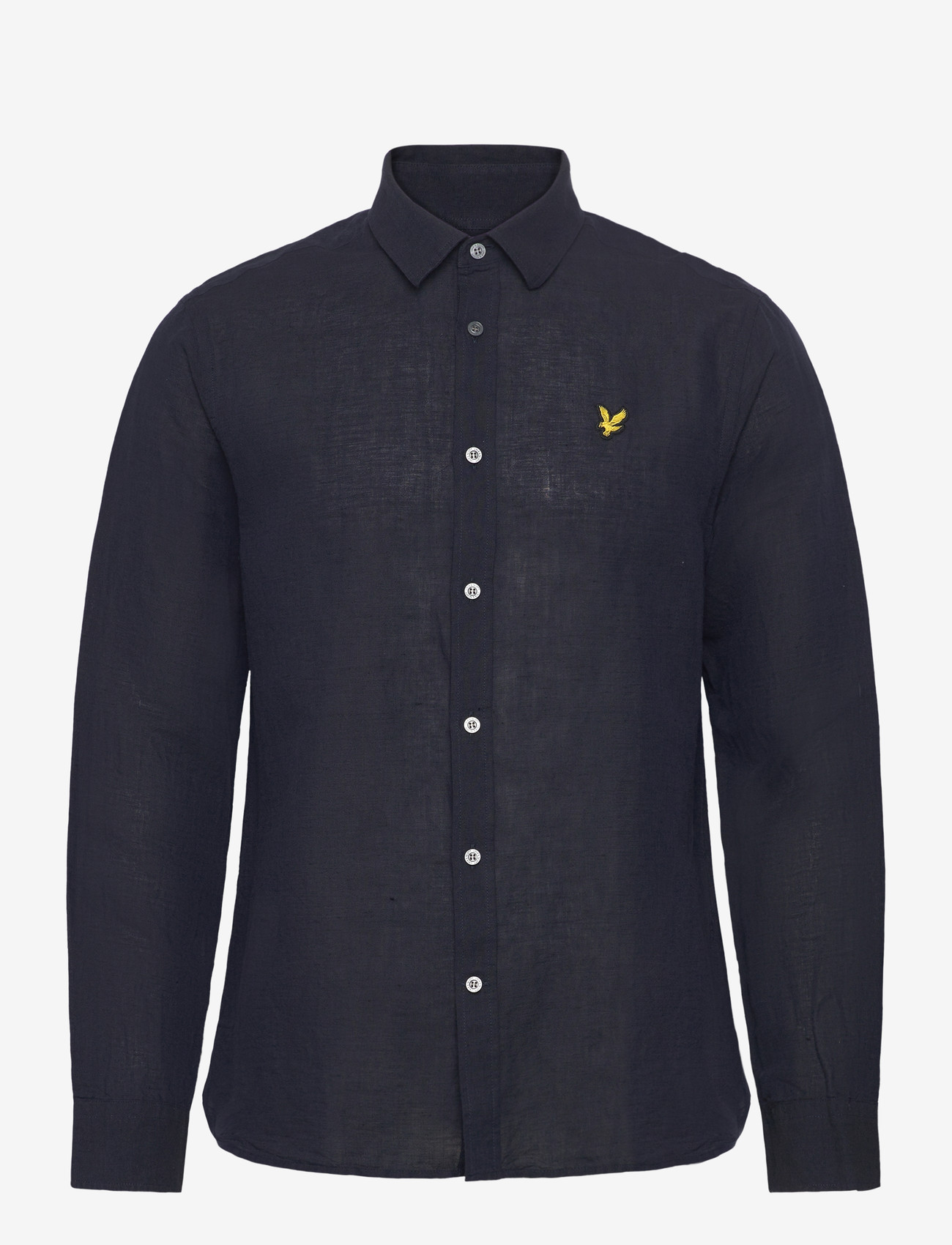 Lyle & Scott - Long Sleeve Linen Blend Shirt - hørskjorter - dark navy - 1