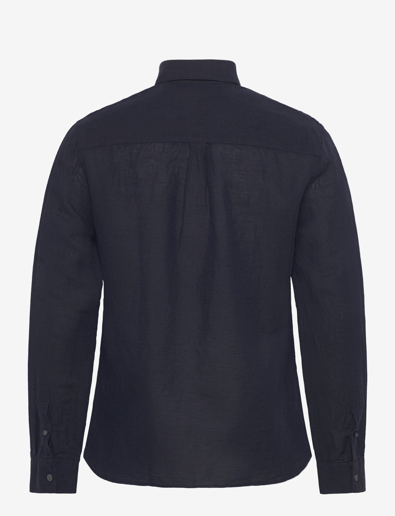 Lyle & Scott - Long Sleeve Linen Blend Shirt - hørskjorter - dark navy - 2