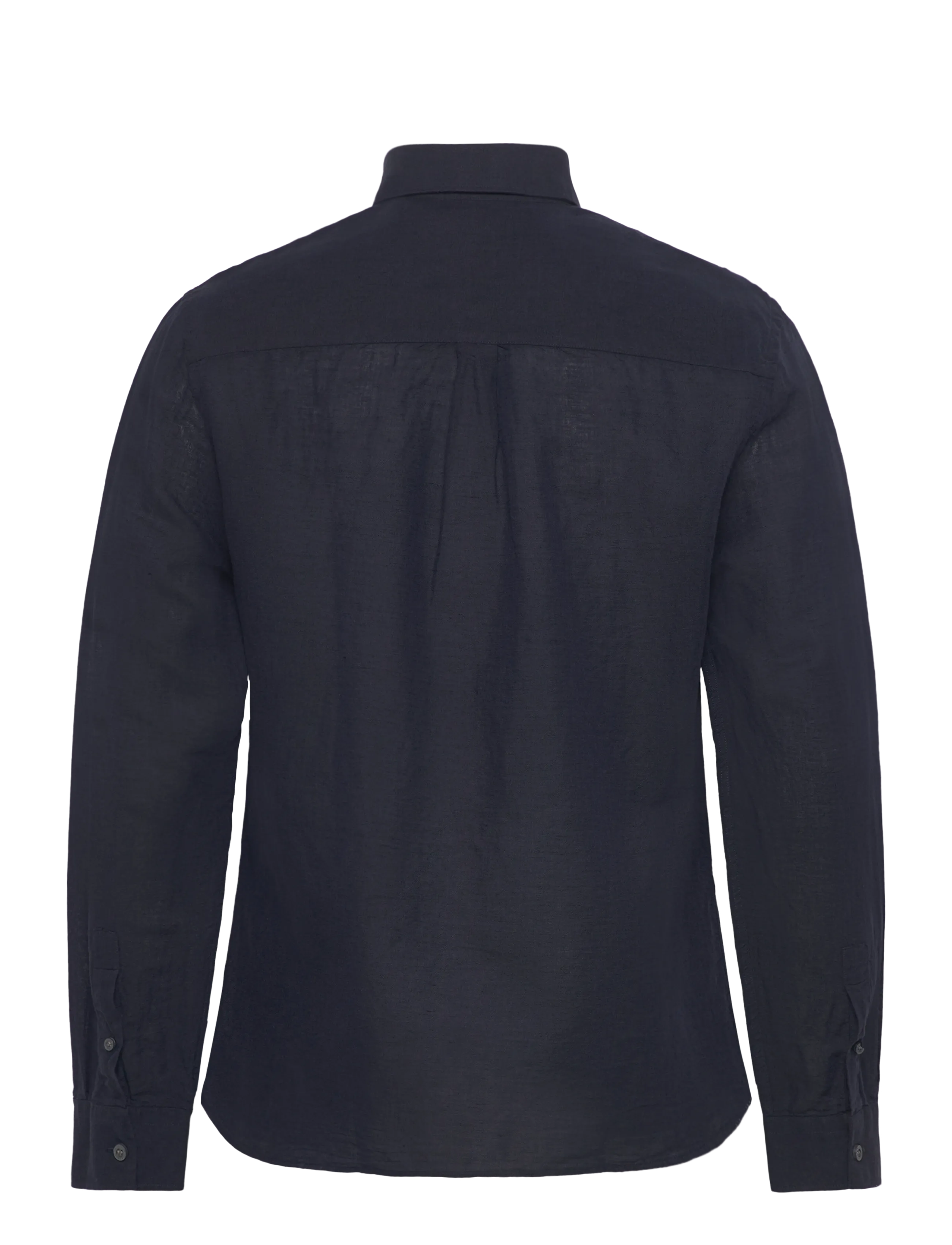Lyle & Scott - Long Sleeve Linen Blend Shirt - linneskjortor - dark navy - 2