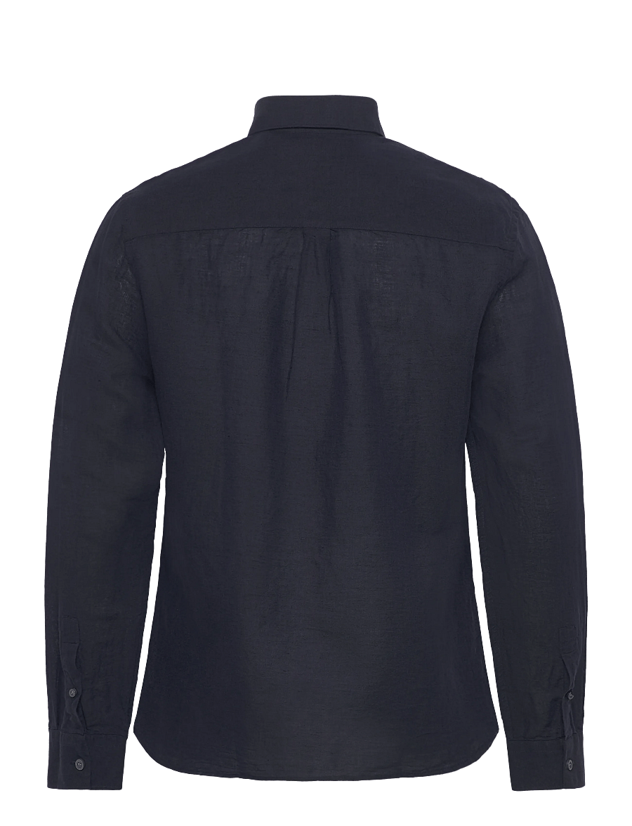 Lyle & Scott - Long Sleeve Linen Blend Shirt - linneskjortor - dark navy - 2