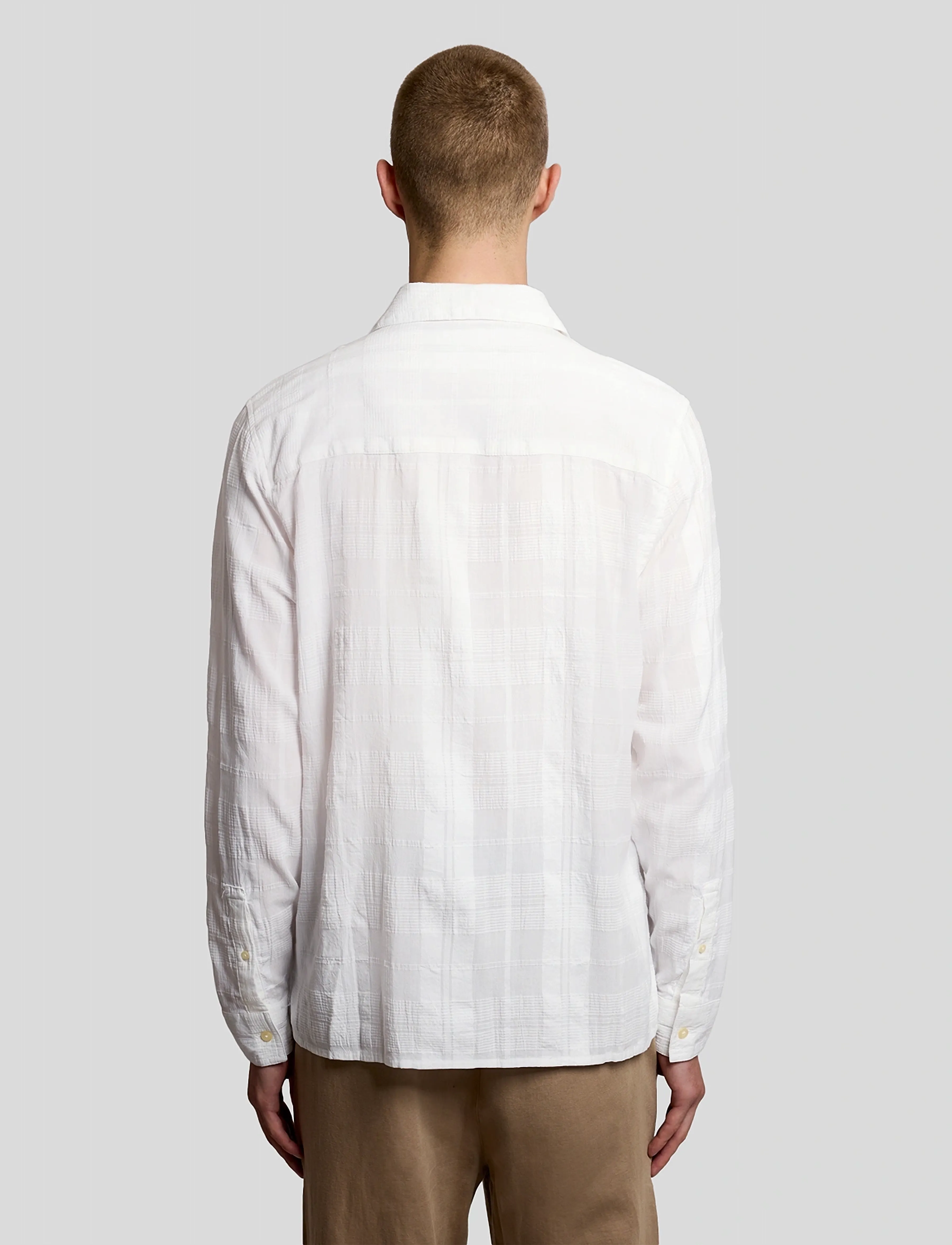Lyle & Scott - Check Long Sleeve Revere Collar Shirt - ternede skjorter - white - 3