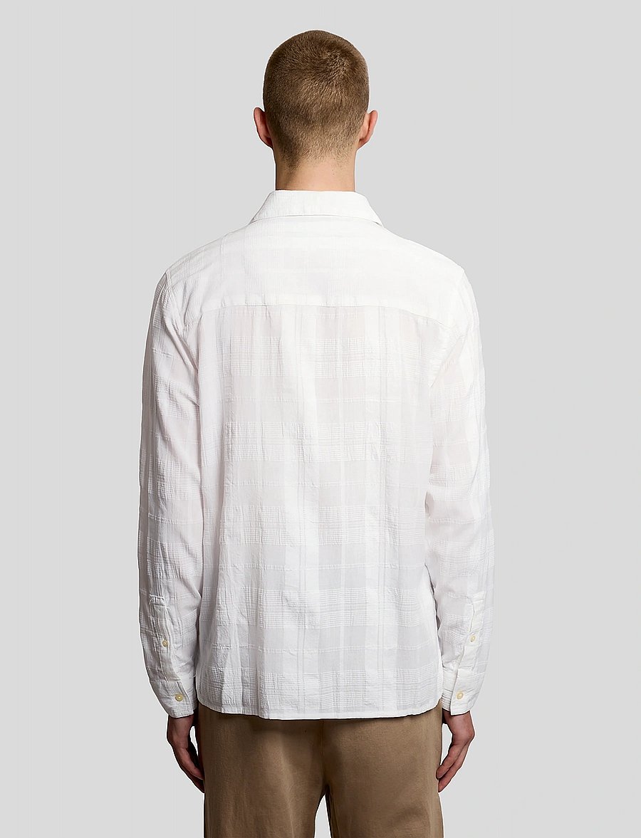 Lyle & Scott - Check Long Sleeve Revere Collar Shirt - ruudulised särgid - white - 3