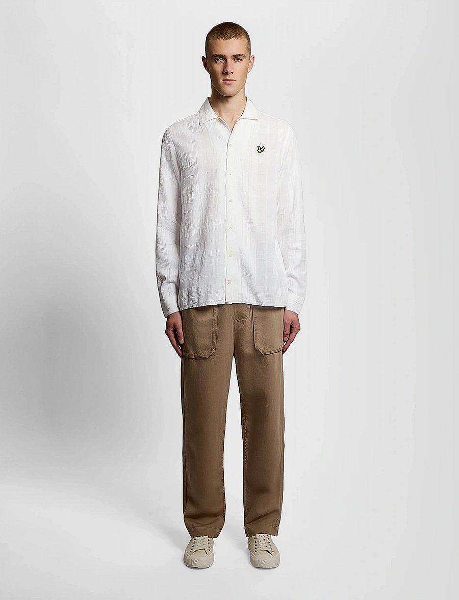 Lyle & Scott - Check Long Sleeve Revere Collar Shirt - ruudulised särgid - white - 4