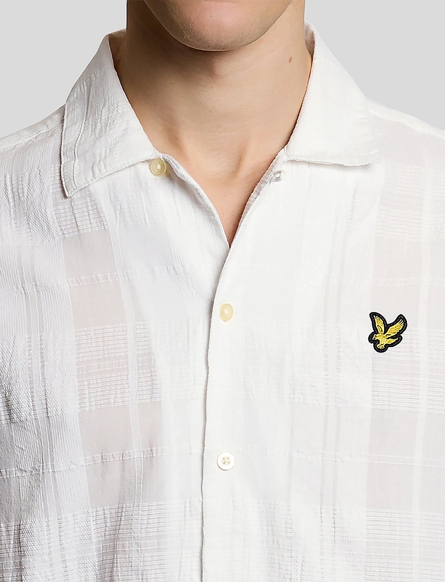 Lyle & Scott - Check Long Sleeve Revere Collar Shirt - ruudulised särgid - white - 5