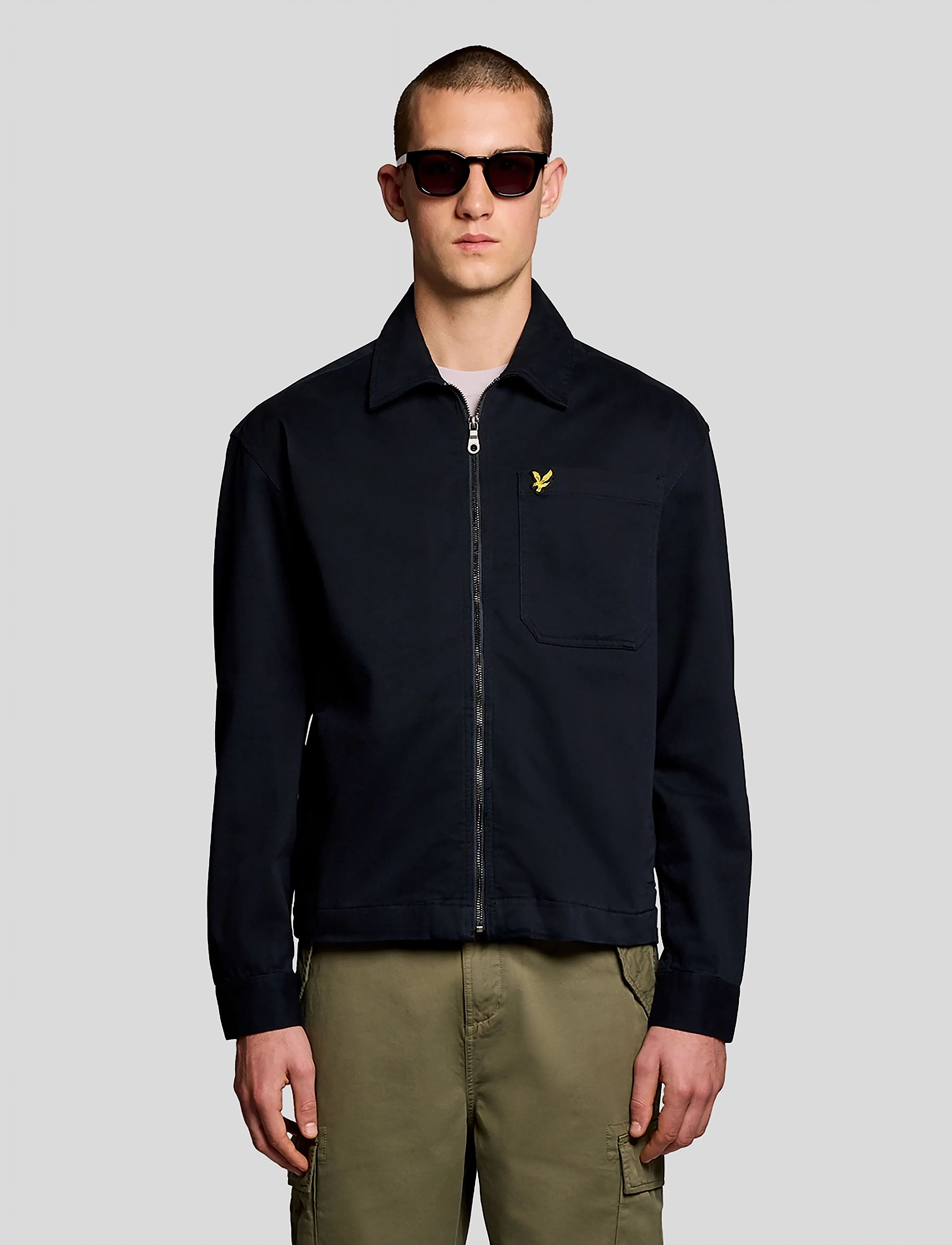 Lyle & Scott Enzyme Wash Zip Through Overshirt, XS, Navy, Overdele > Overtrøjer, Herre