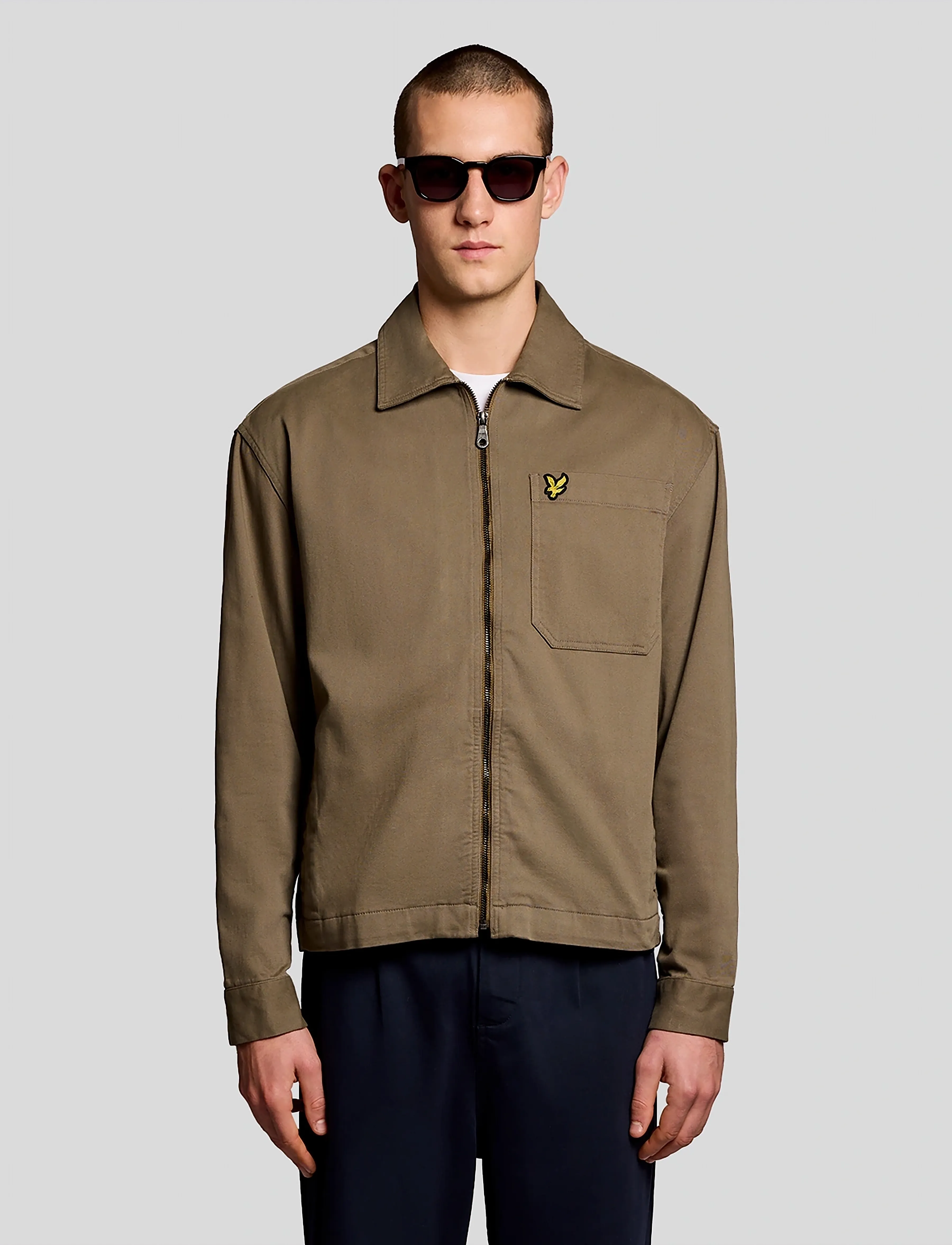 Lyle & Scott Enzyme Wash Zip Through Overshirt - Overshirts - KHAKI ASH / khaki/green