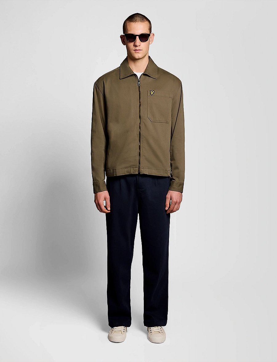 Lyle & Scott - Enzyme Wash Zip Through Overshirt - Überhemden - khaki ash - 4