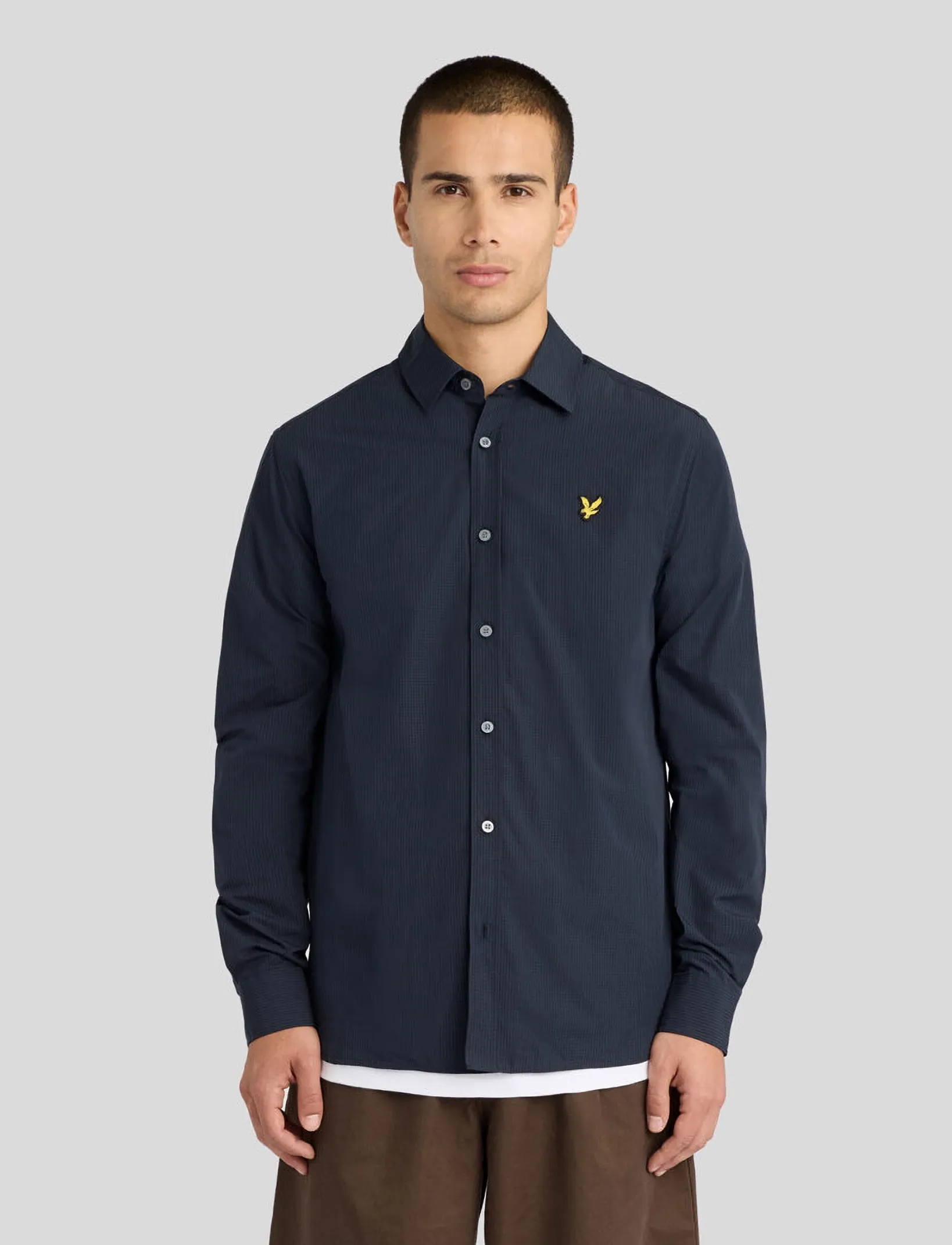 Lyle & Scott Windowpane Shirt - Särgid - DARK NAVY / navy