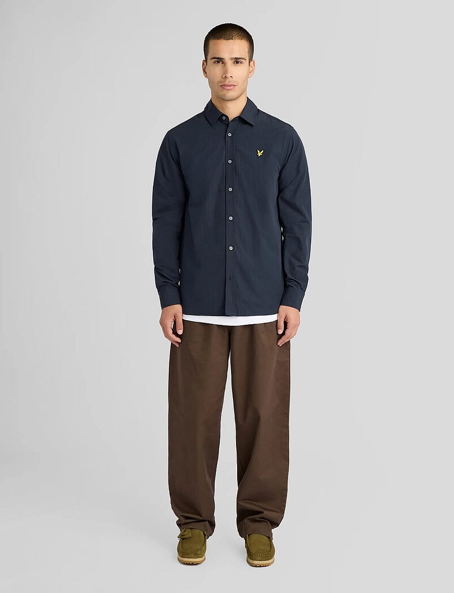 Lyle & Scott - Windowpane Shirt - casual skjortor - dark navy - 4