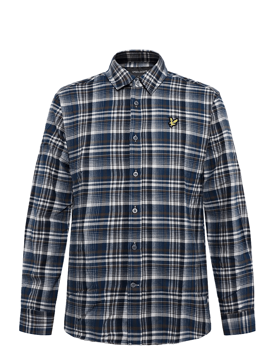 Lyle & Scott - Offset Check Shirt - rutiga skjortor - aegean blue - 0