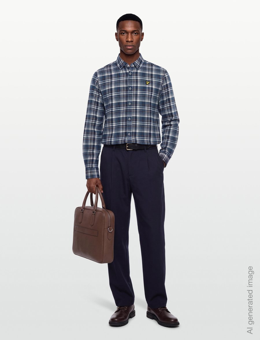 Lyle & Scott - Offset Check Shirt - checkered shirts - aegean blue - 0