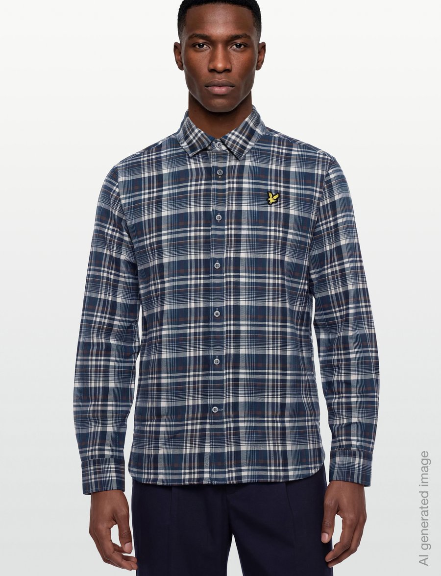 Lyle & Scott - Offset Check Shirt - checkered shirts - aegean blue - 3