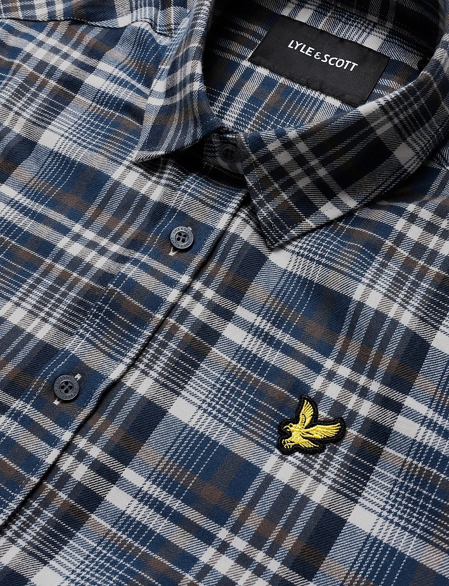 Lyle & Scott - Offset Check Shirt - rutiga skjortor - aegean blue - 2