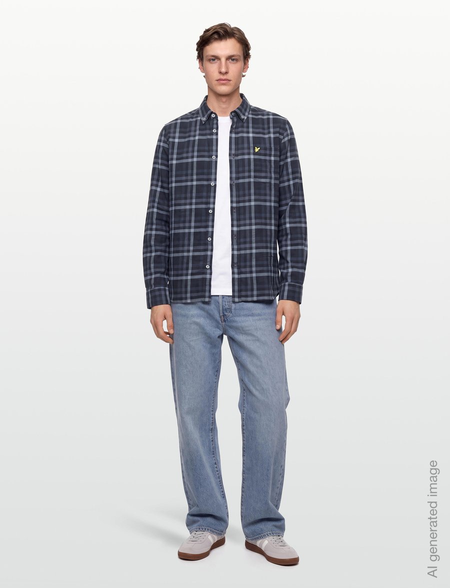 Lyle & Scott - Tonal Check Shirt - karierte hemden - dark navy - 0