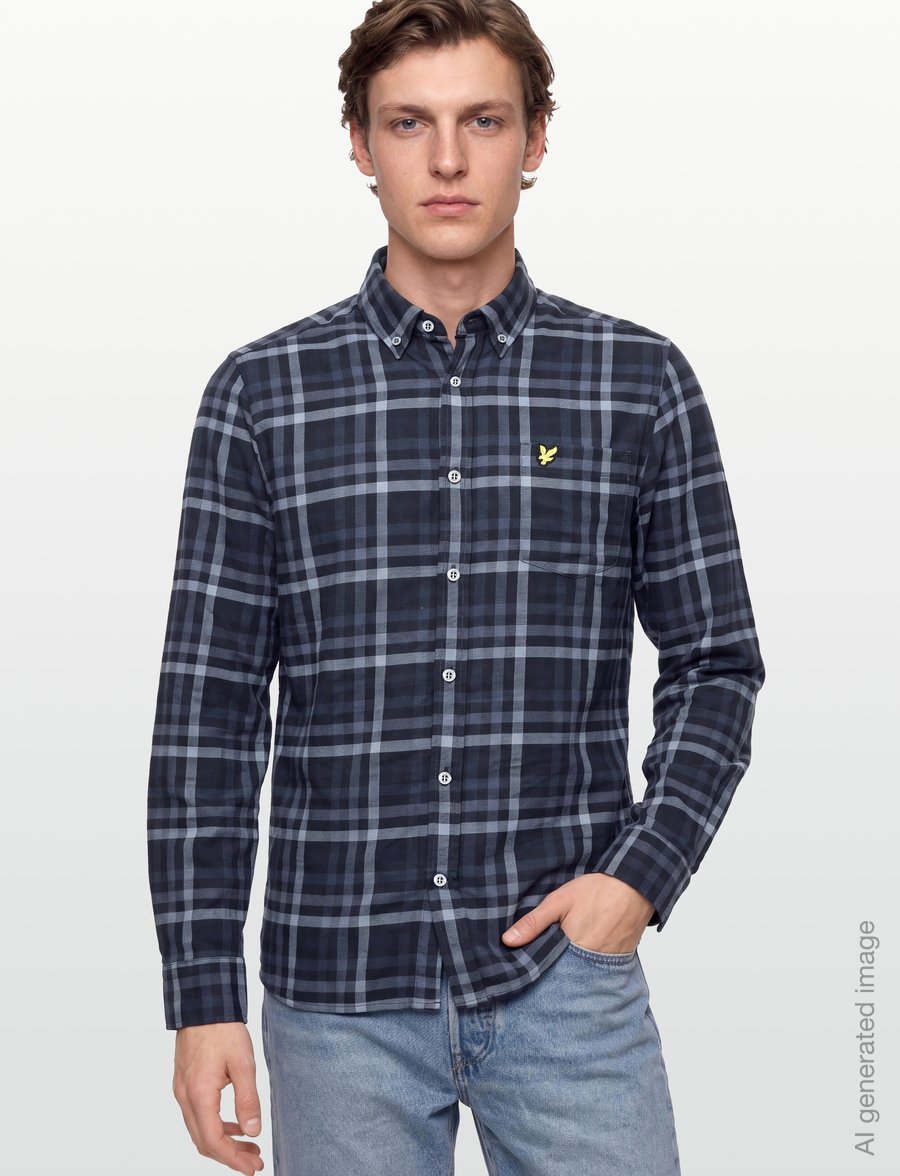 Lyle & Scott - Tonal Check Shirt - karierte hemden - dark navy - 3