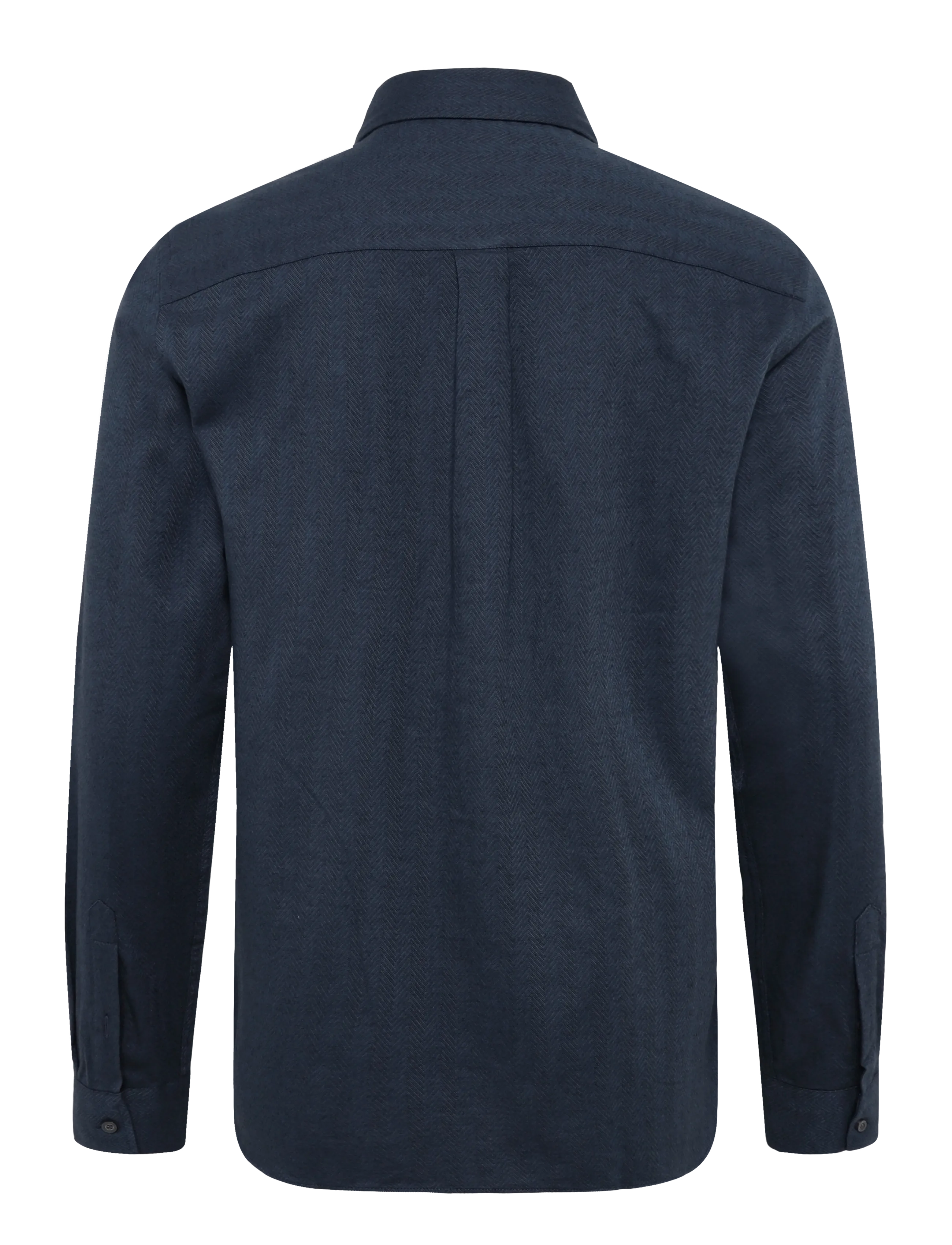 Lyle & Scott - Herringbone Flannel Shirt - flanellskjortor - dark navy - 1