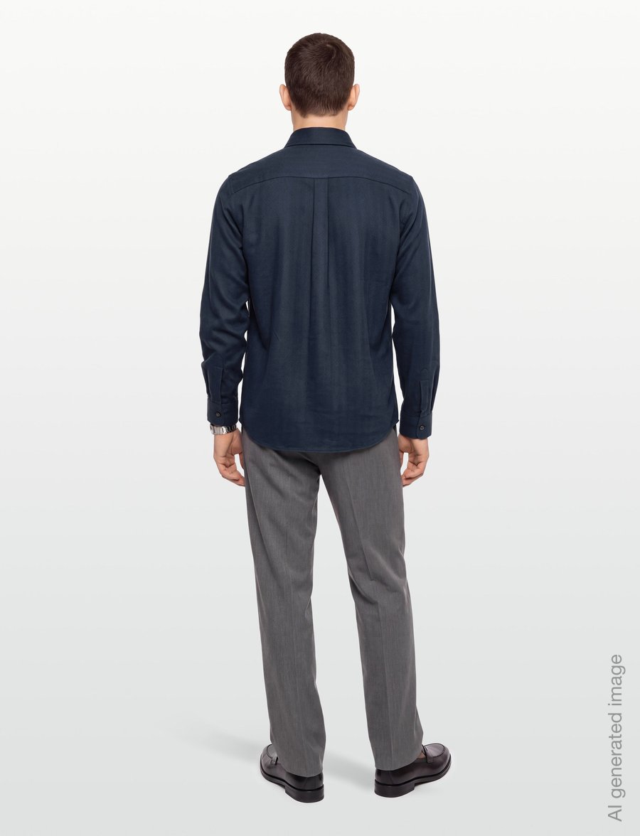 Lyle & Scott - Herringbone Flannel Shirt - flanellskjortor - dark navy - 4