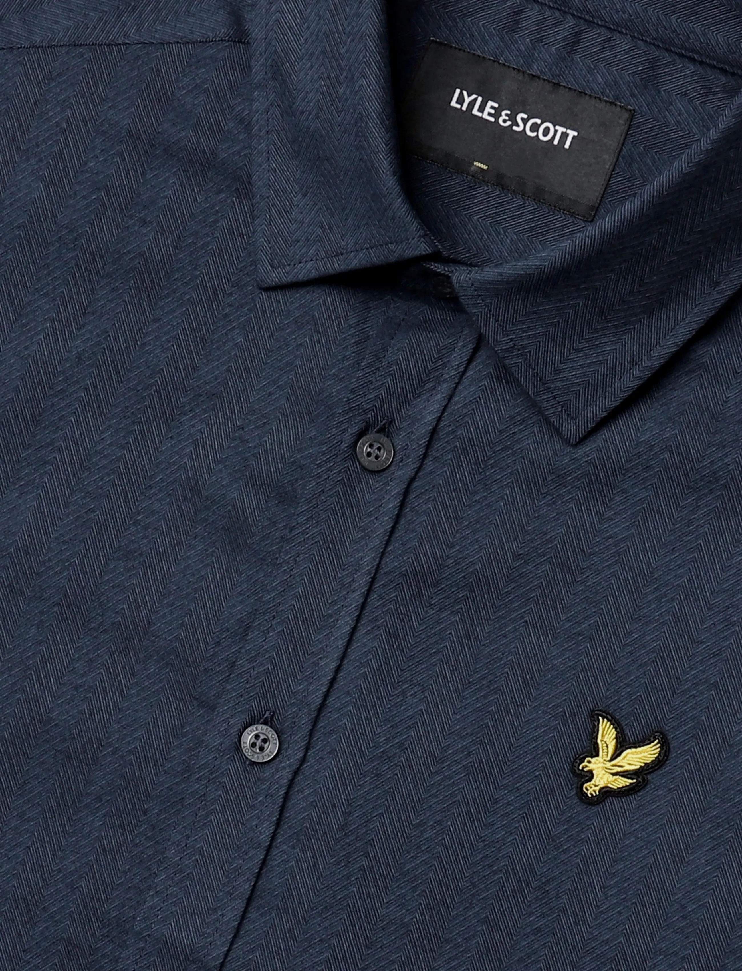 Lyle & Scott - Herringbone Flannel Shirt - flanellskjortor - dark navy - 2