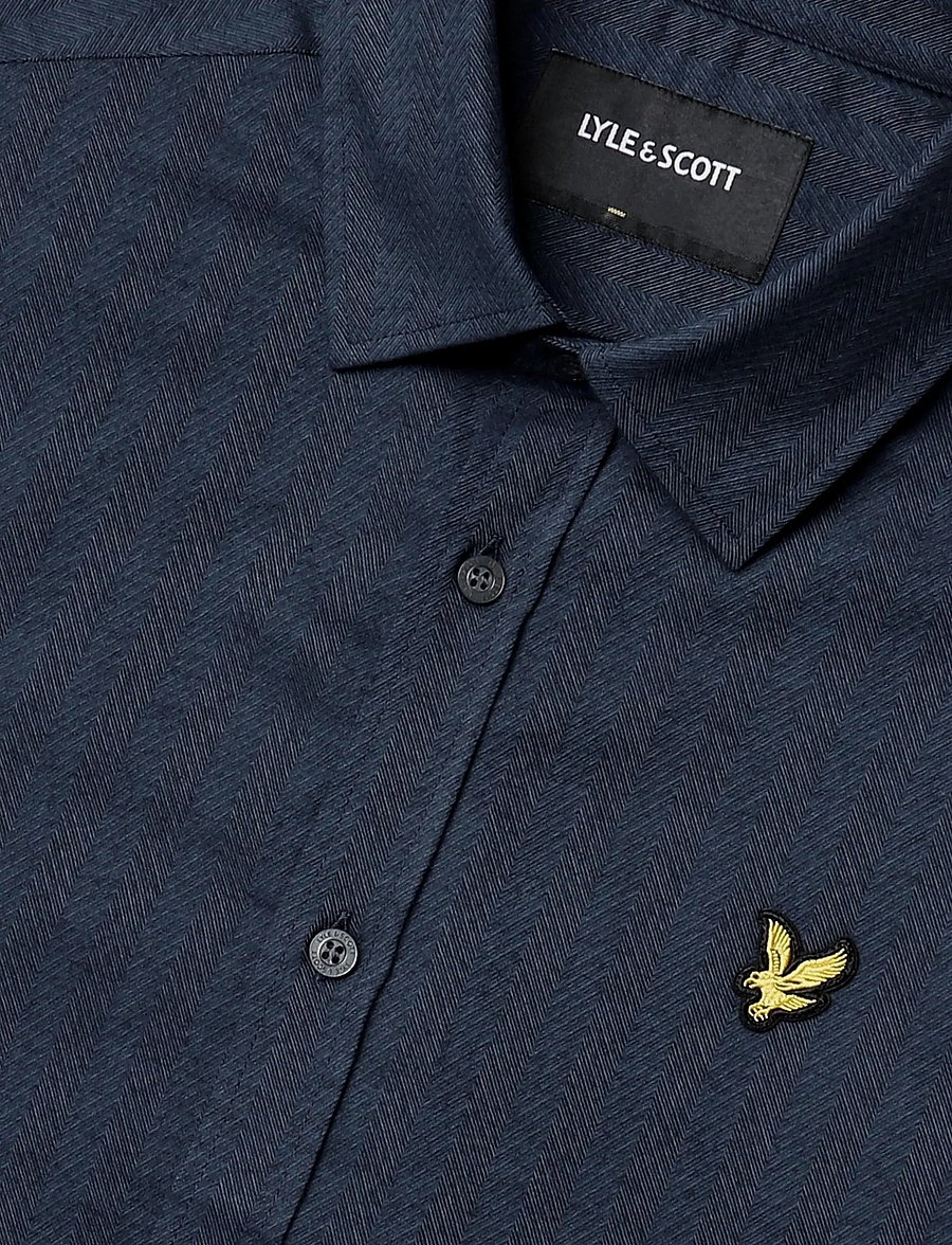 Lyle & Scott - Herringbone Flannel Shirt - flanellskjortor - dark navy - 2