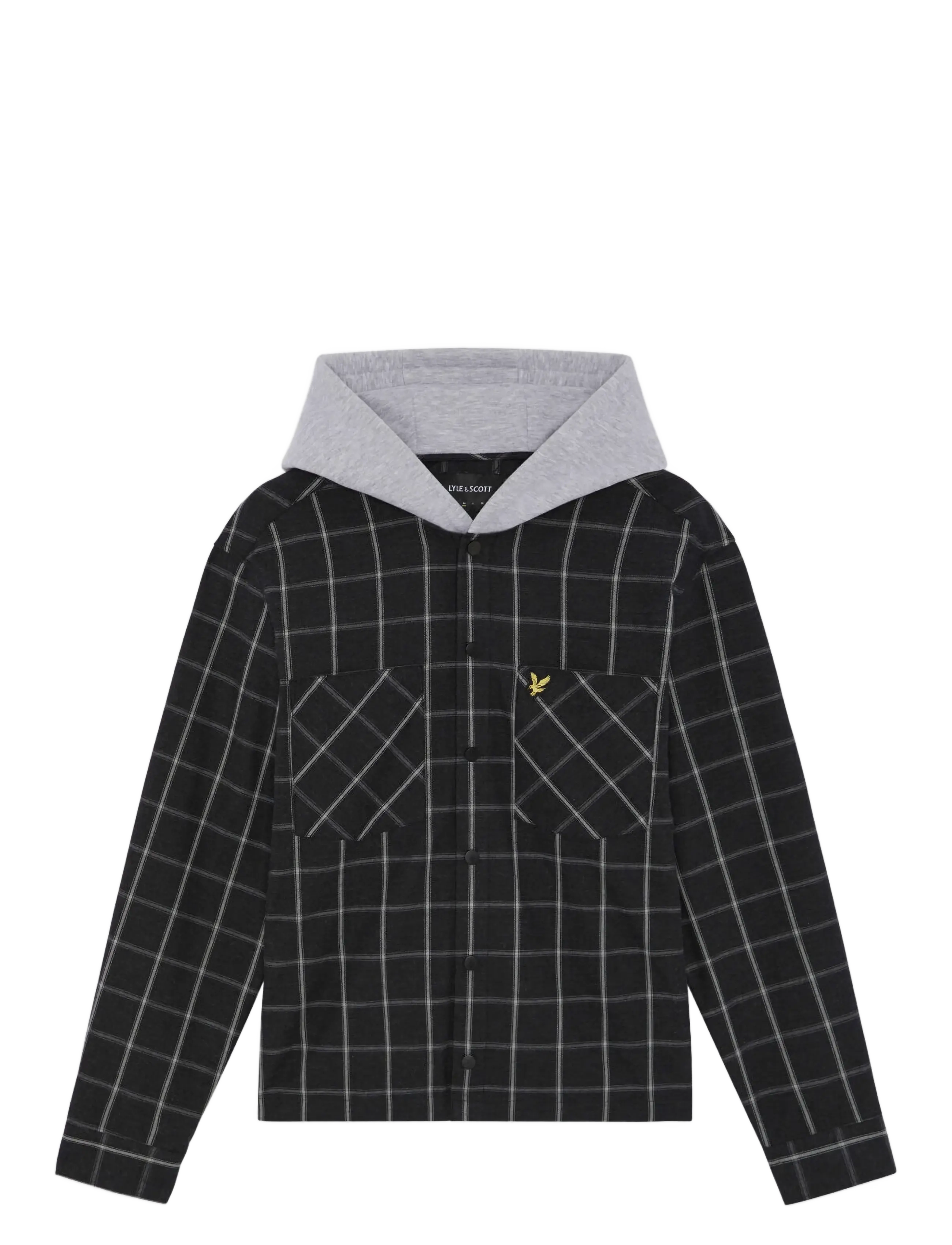 Lyle & Scott - Check Hooded Overshirt - jet black - 1