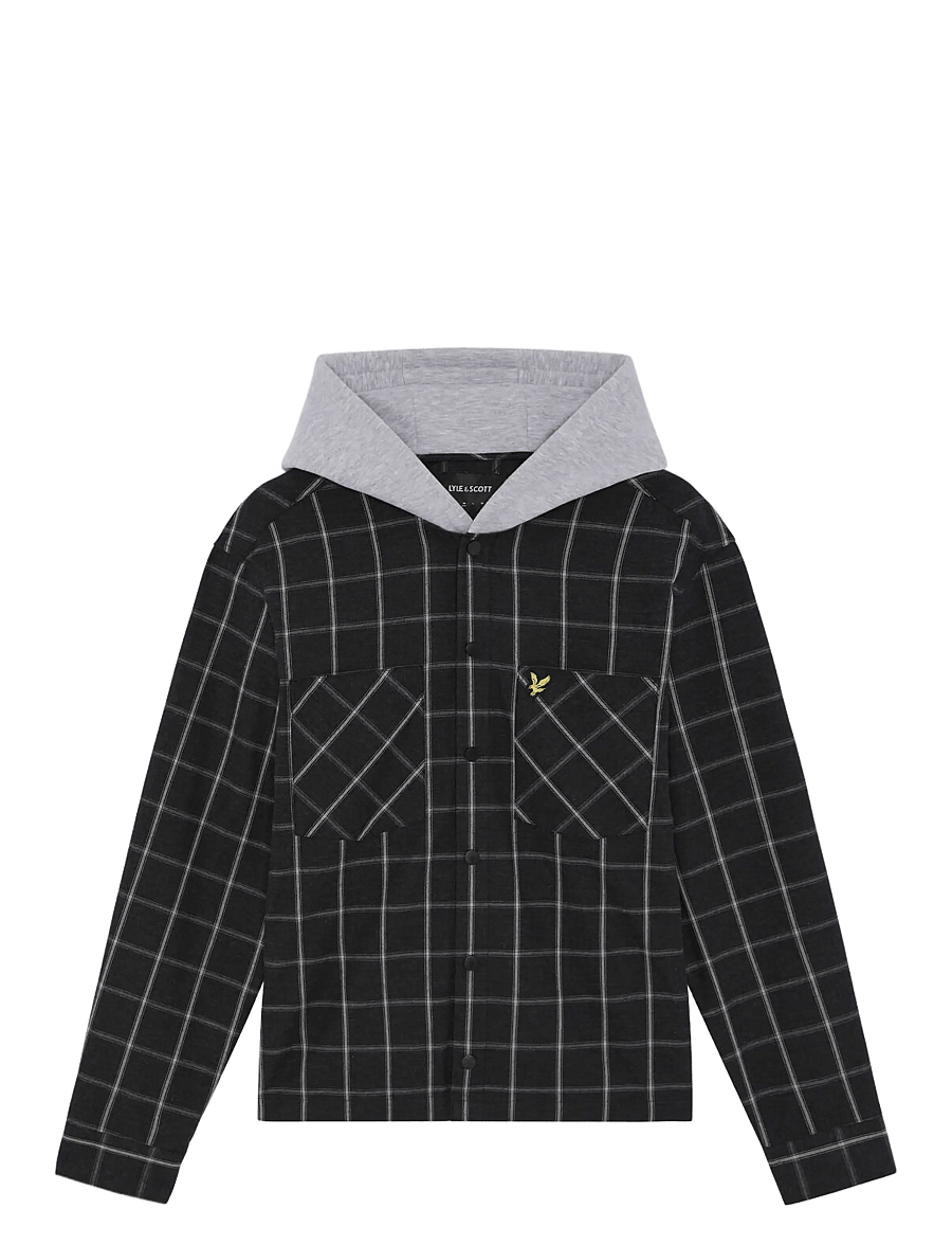 Lyle & Scott - Check Hooded Overshirt - ruudulised särgid - jet black - 1